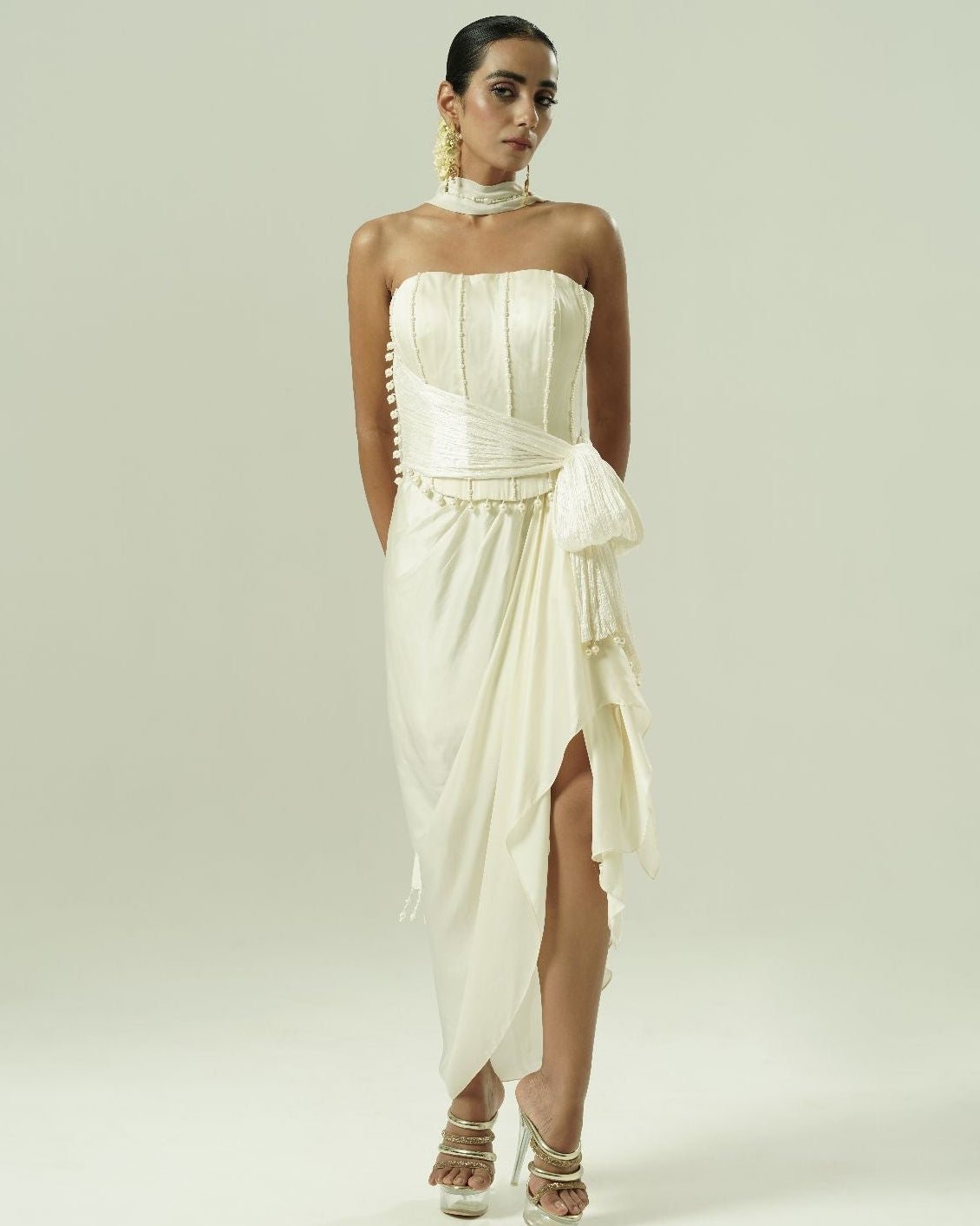 Beaded Draped Corset Set