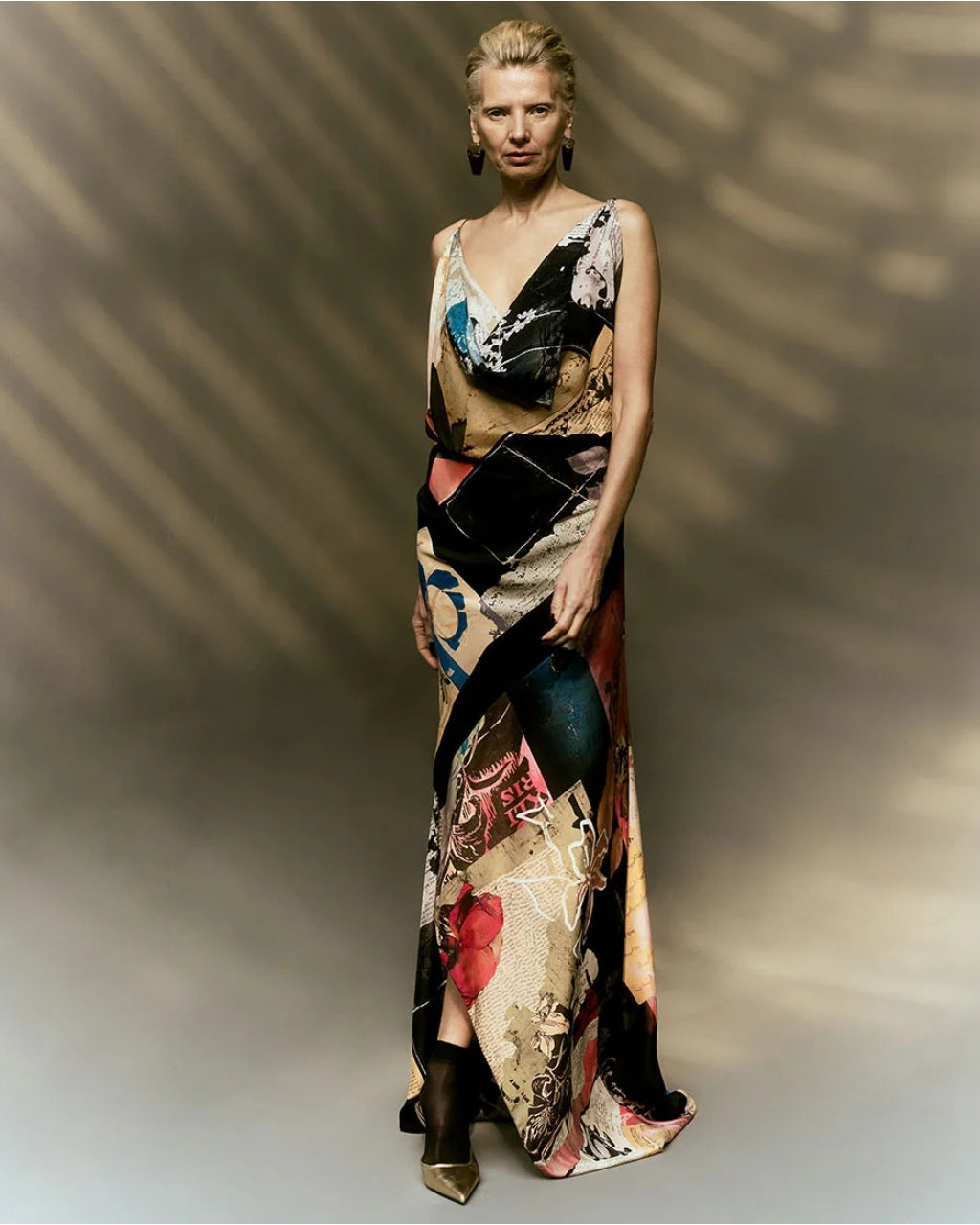 Mateo Collage Cowl Dress