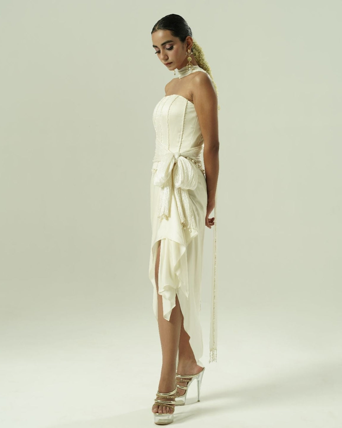 Beaded Draped Corset Set