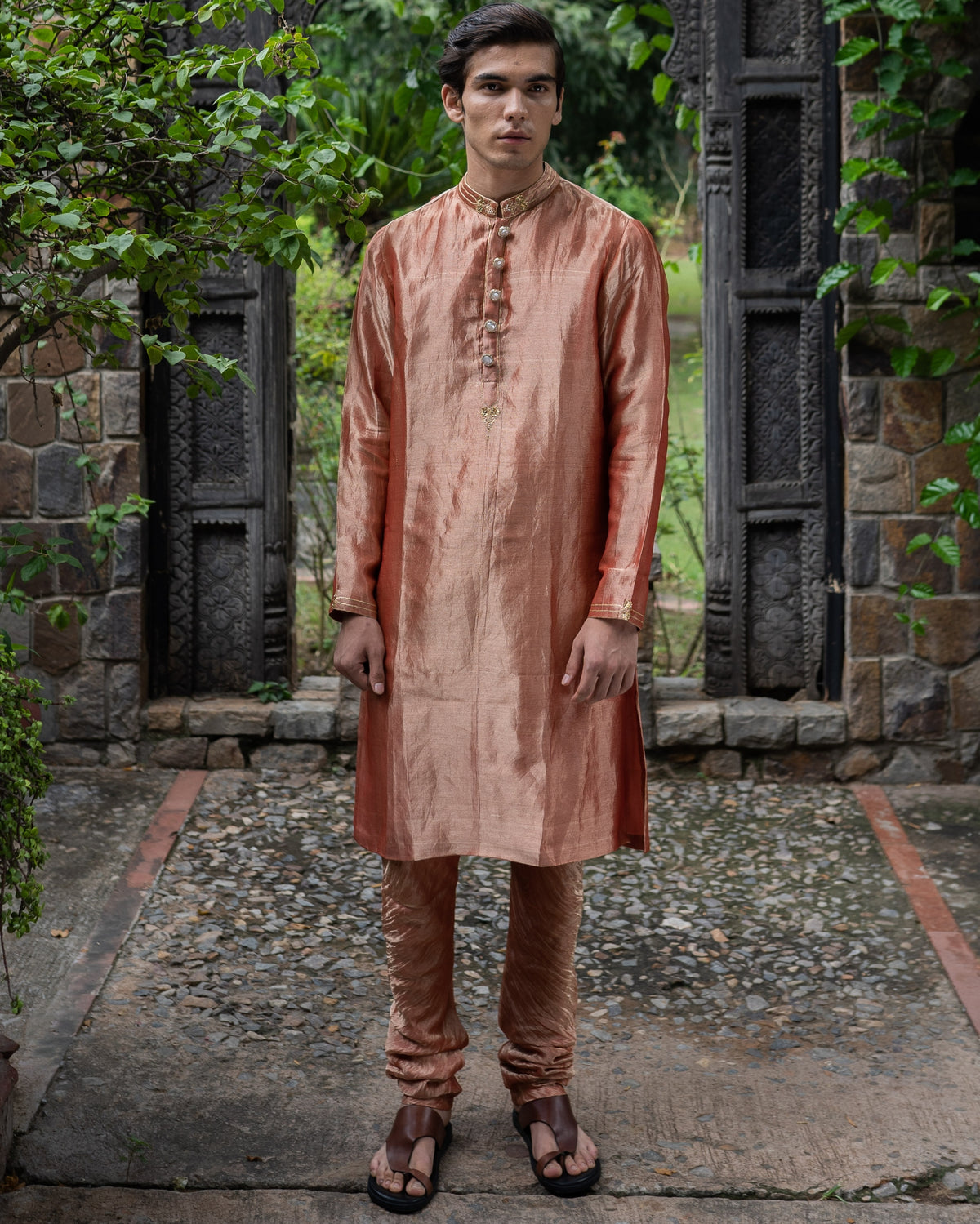 Blush Pink Hand Embroidered Men'S Kurta
