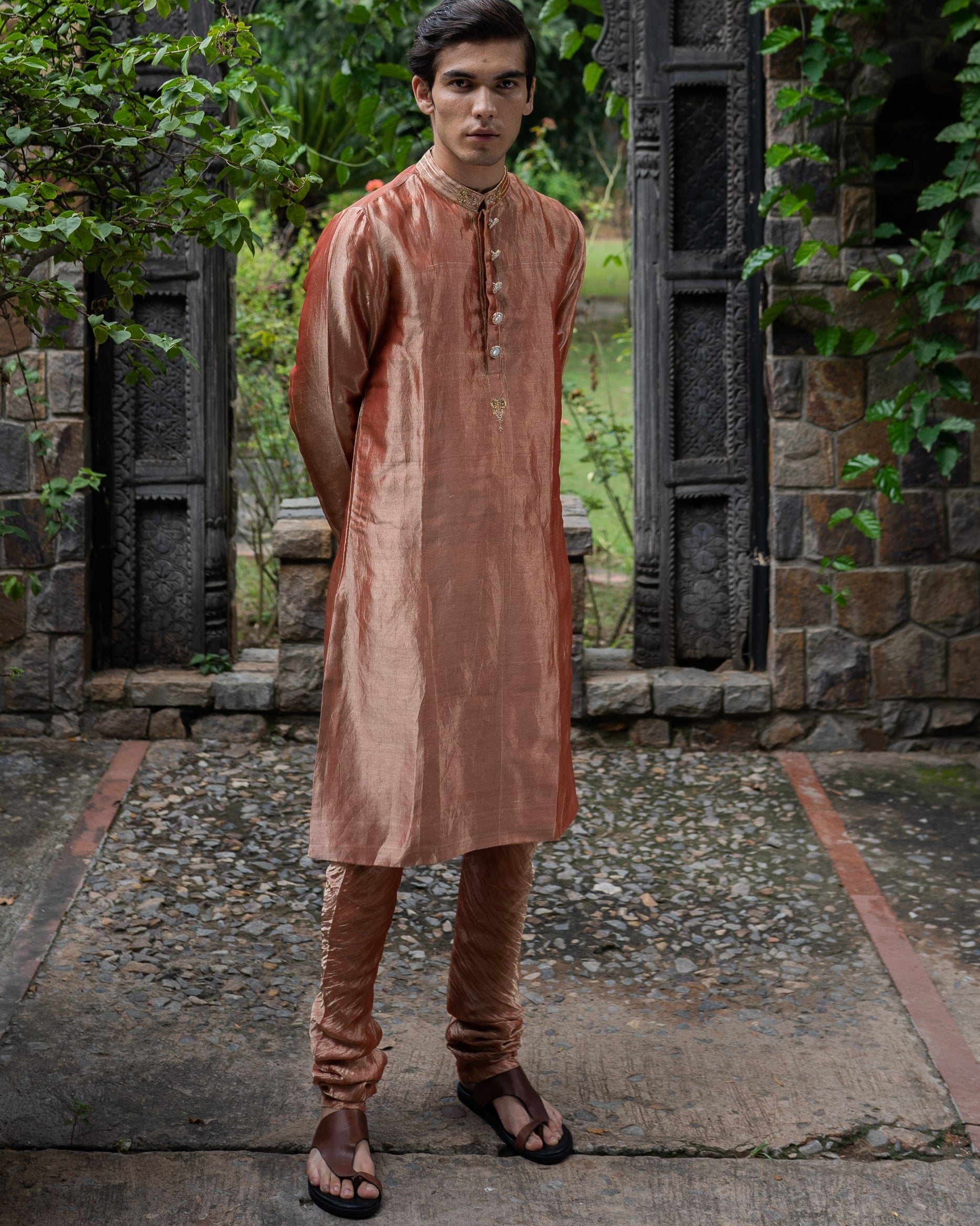Blush Pink Hand Embroidered Men'S Kurta