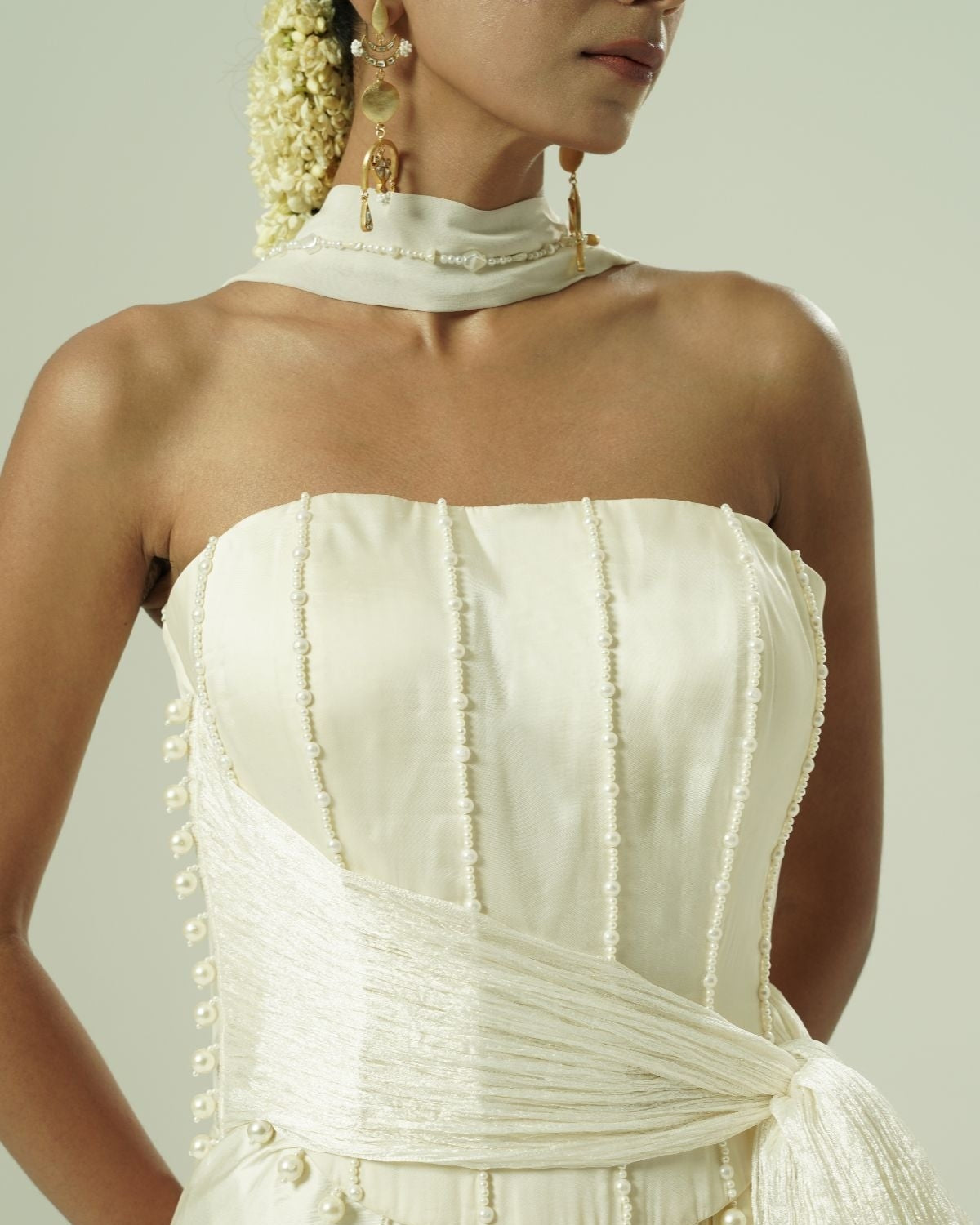 Beaded Draped Corset Set