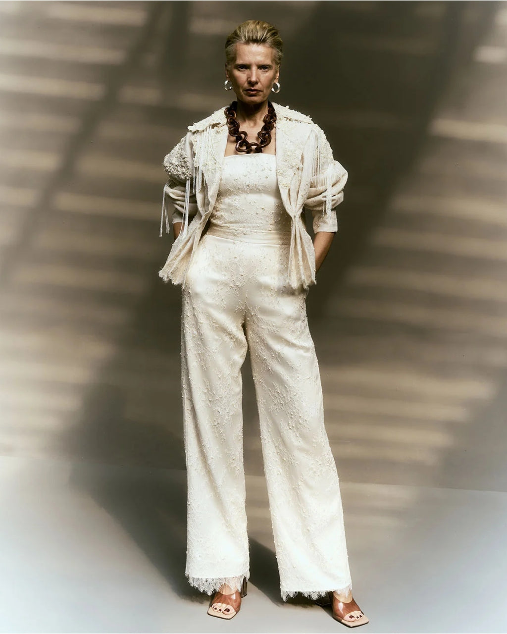 Virna Ivory Lace Pant Set