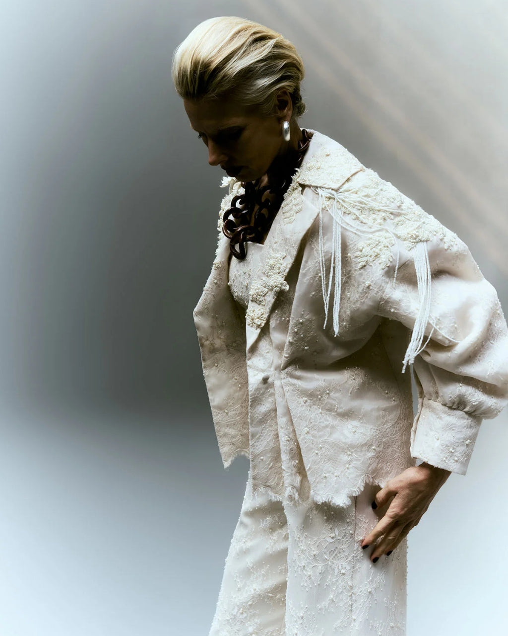 Virna Ivory Lace Pant Set