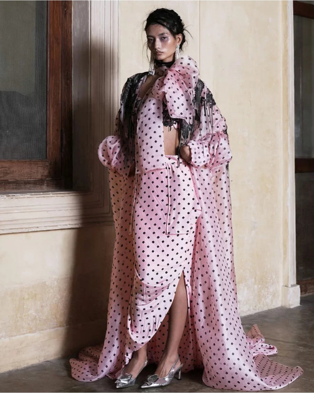 Daria Bandhani Cape Skirt Set