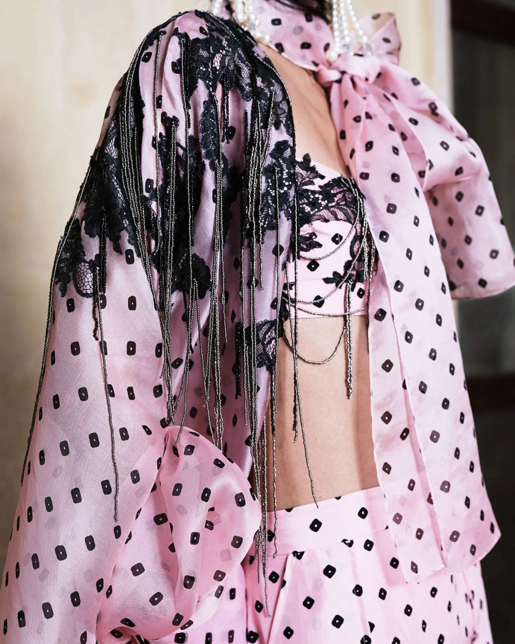 Daria Bandhani Cape Skirt Set