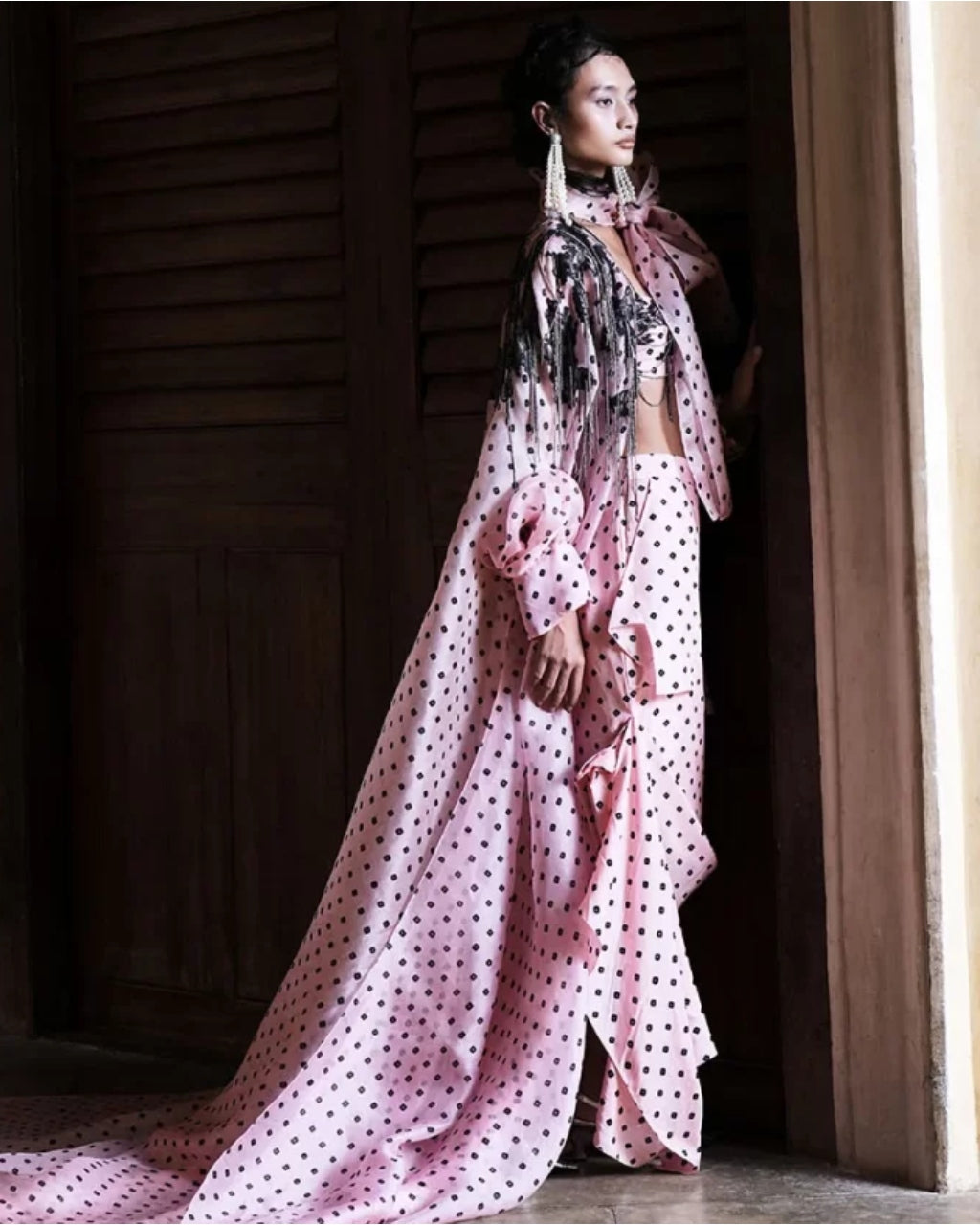Daria Bandhani Cape Skirt Set