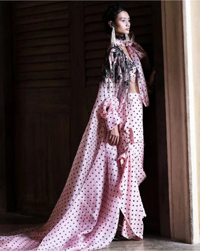 Daria Bandhani Cape Skirt Set