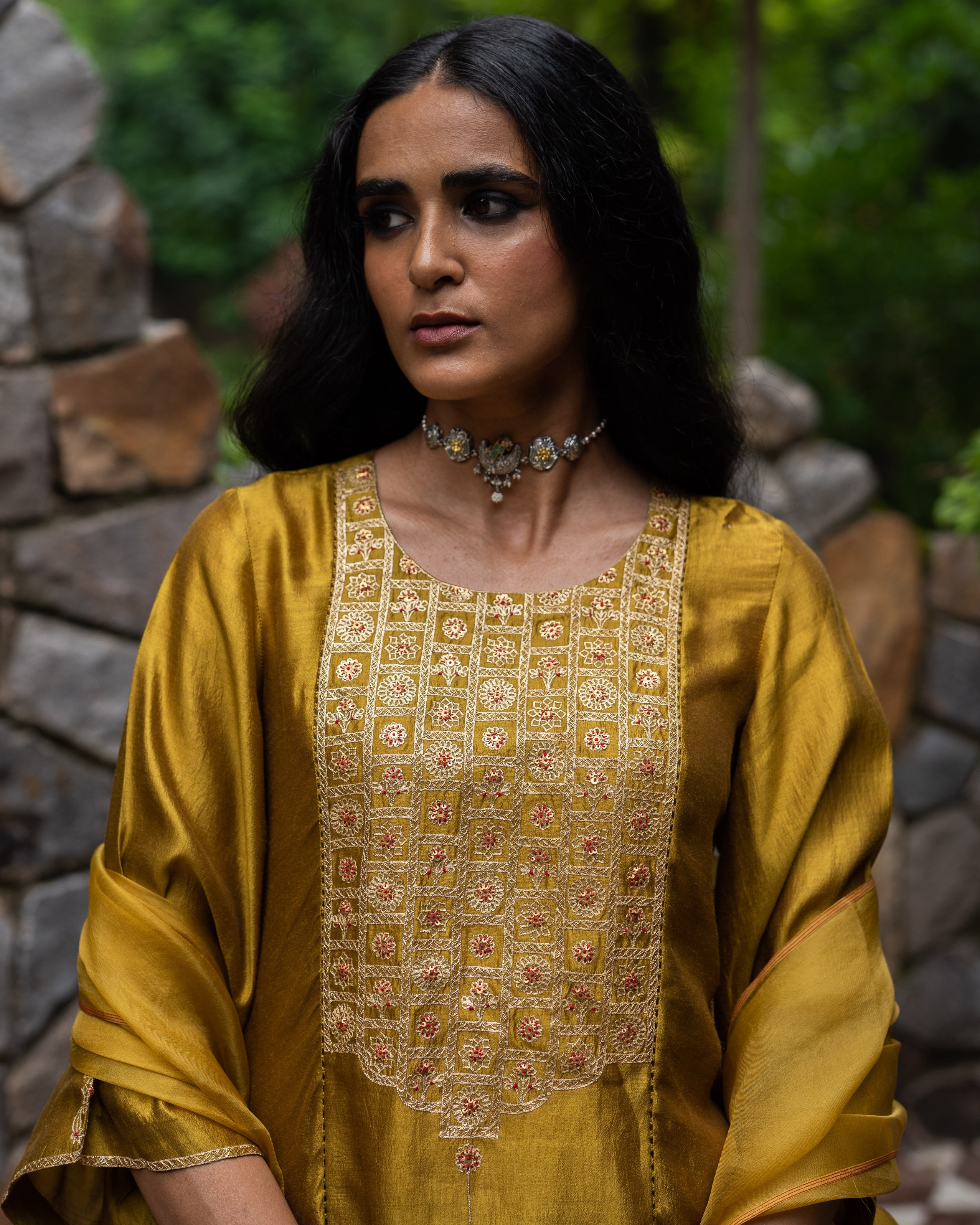 Molten Gold Yellow Short Kurta Set