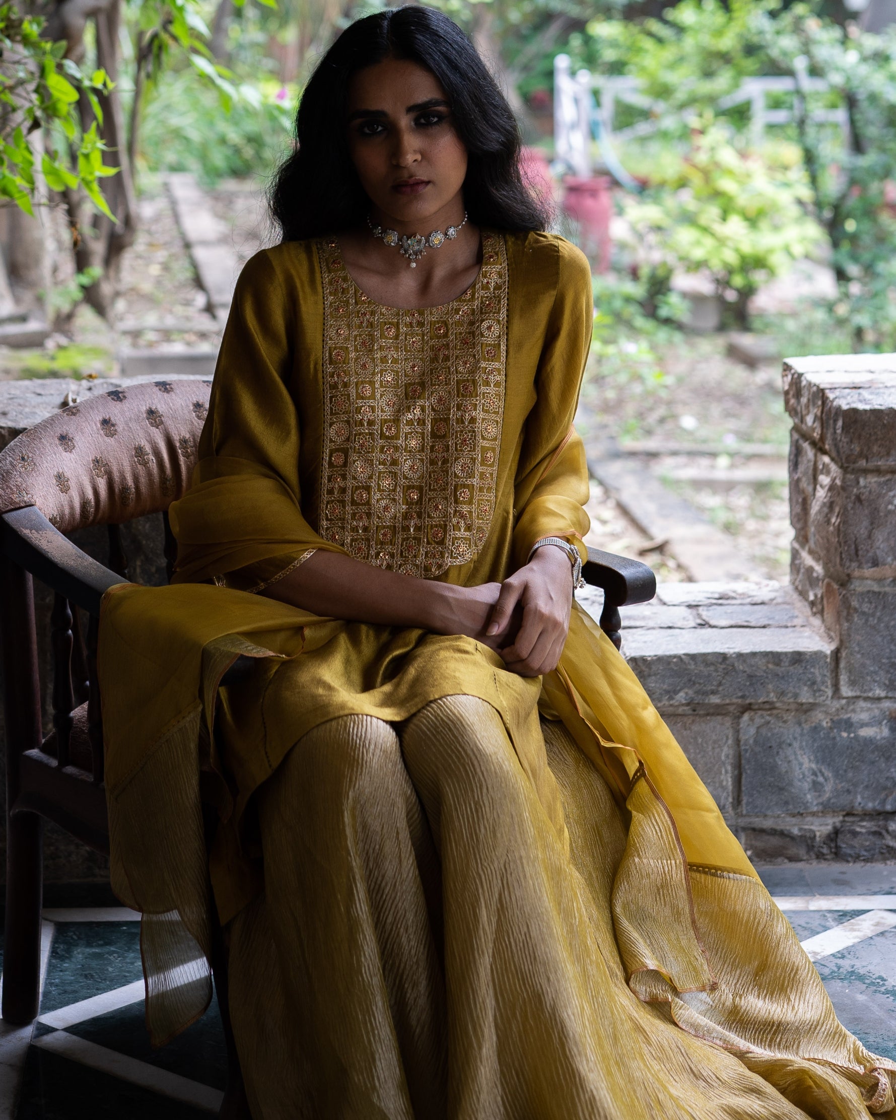 Molten Gold Yellow Short Kurta Set