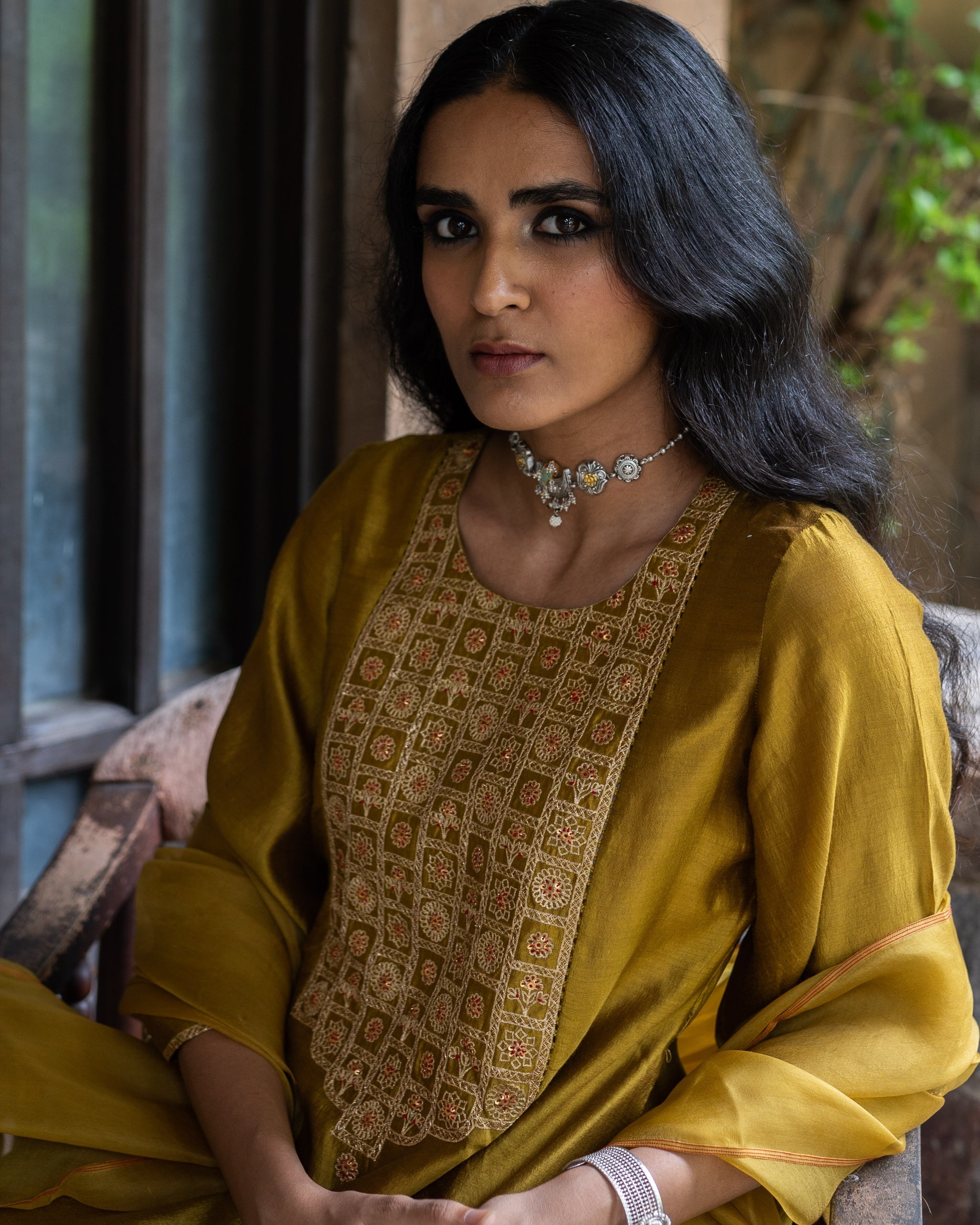 Molten Gold Yellow Short Kurta Set