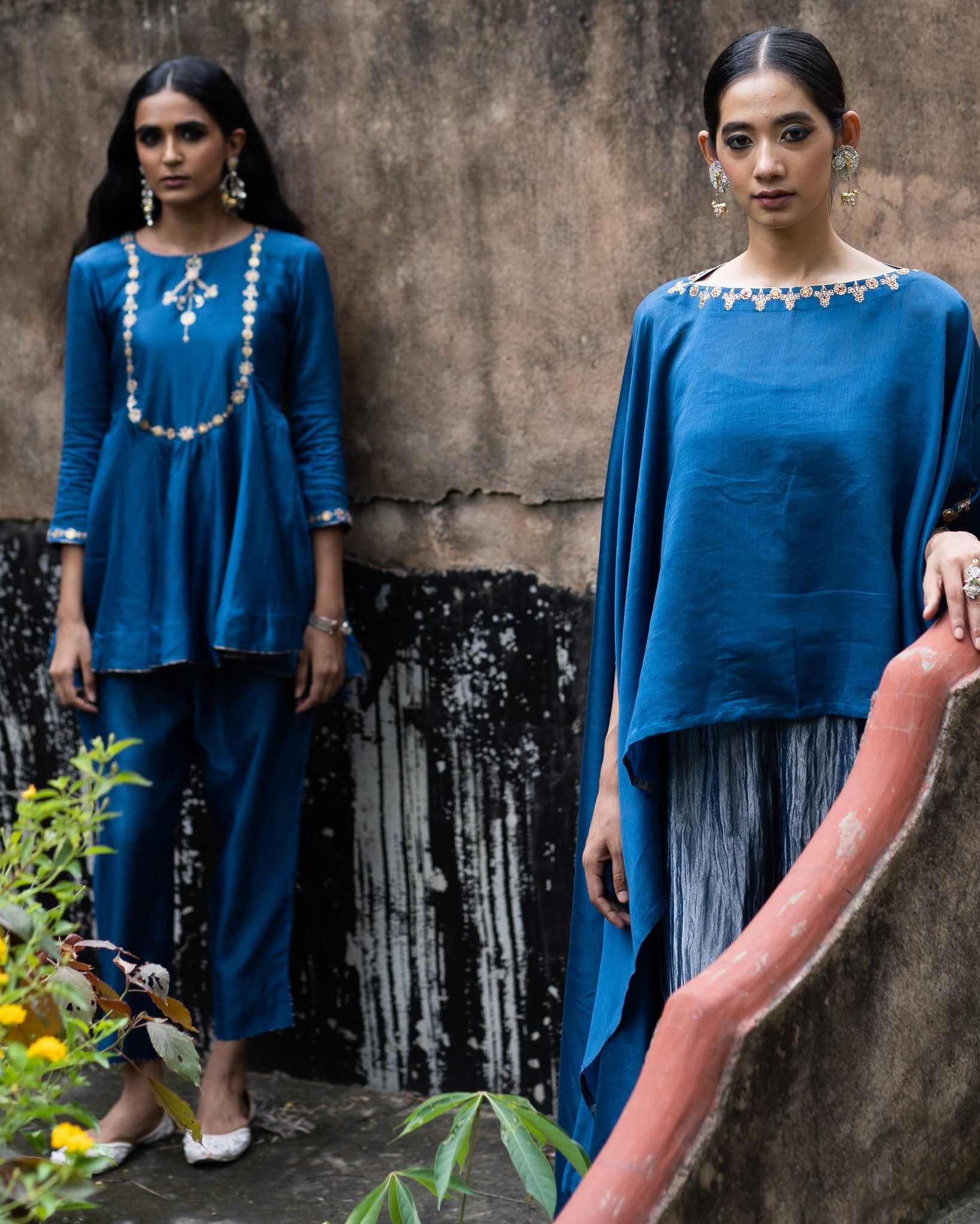 Cobalt Blue Peplum With Straight Pants