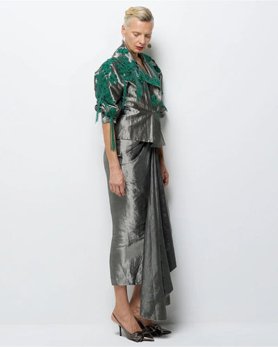 Daphne Silver Black Skirt Set