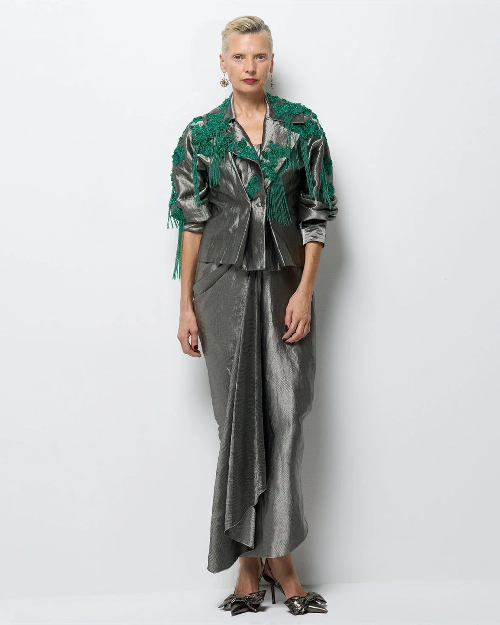 Daphne Silver Black Skirt Set