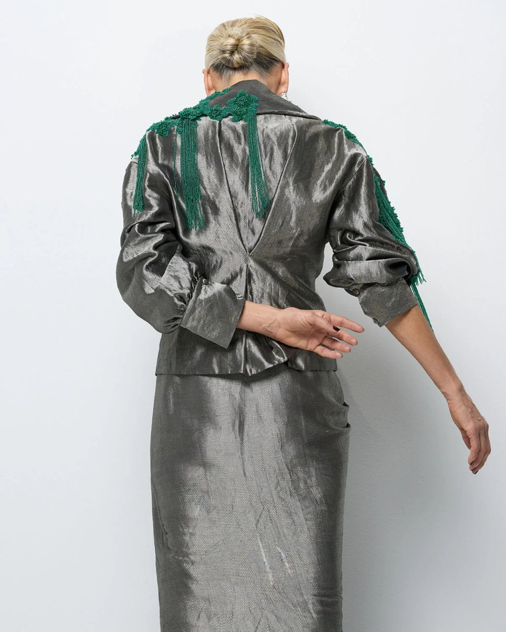 Daphne Silver Black Skirt Set