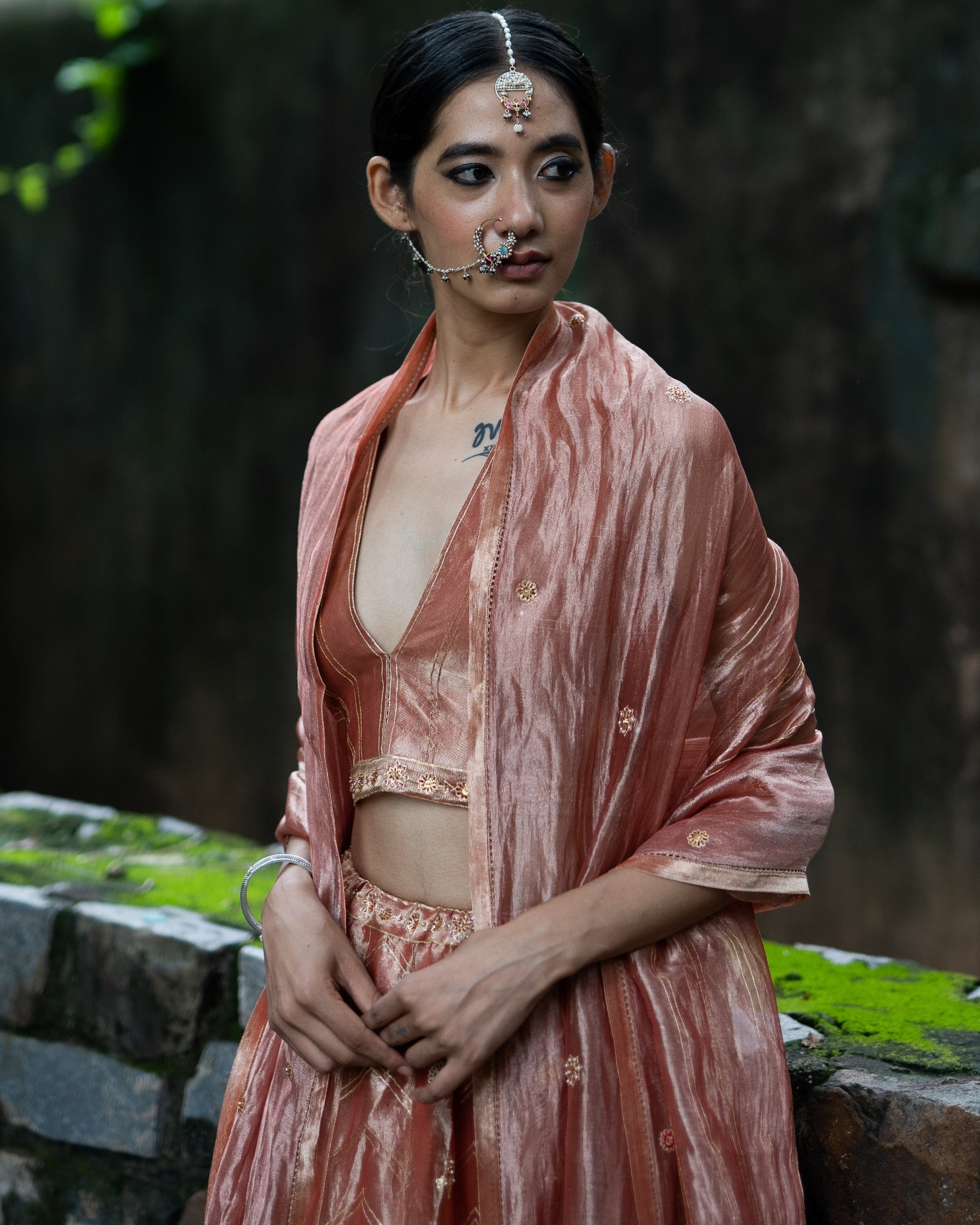 Blush Pink Hand Embroidered Kalli Lehenga Set