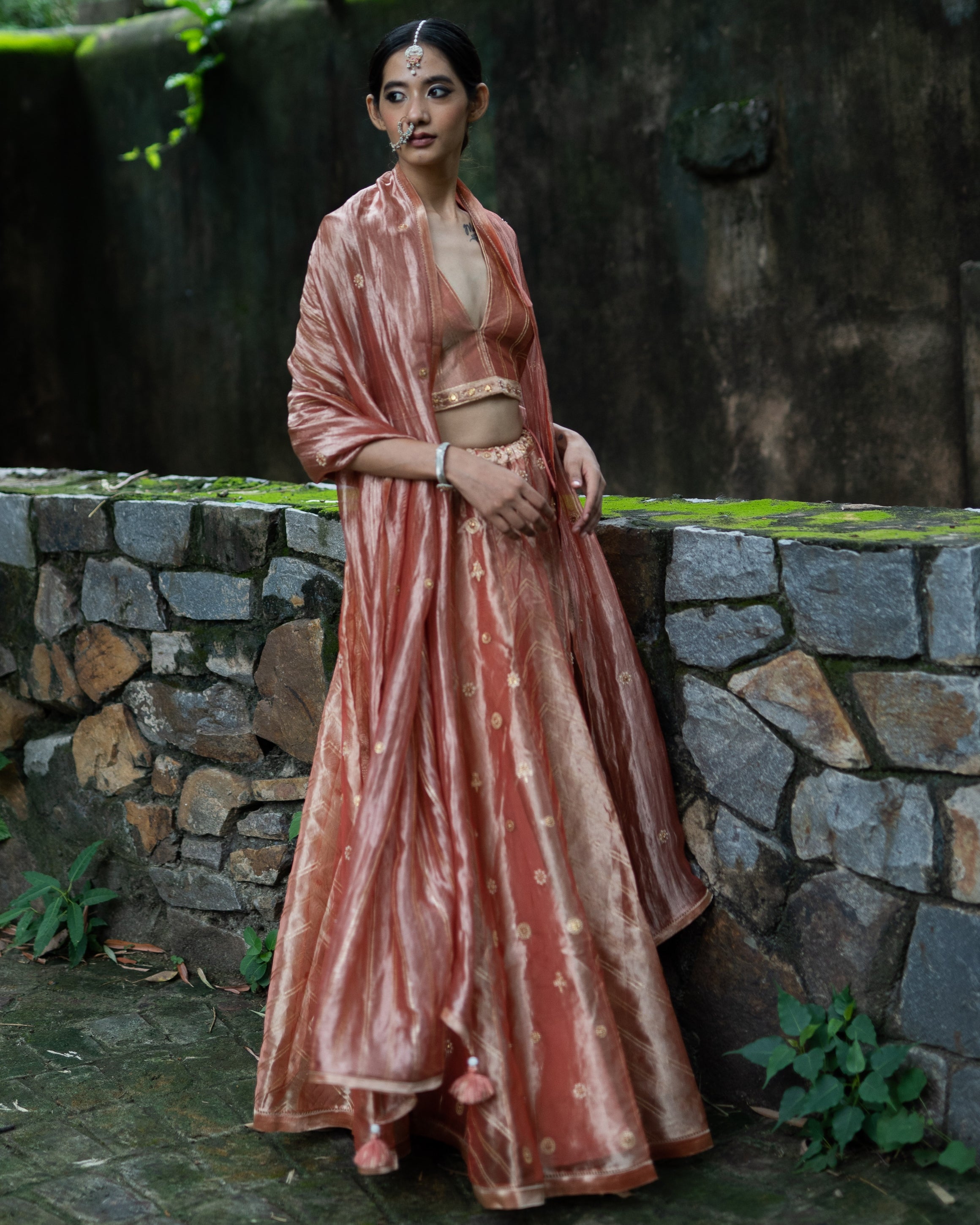 Blush Pink Hand Embroidered Kalli Lehenga Set