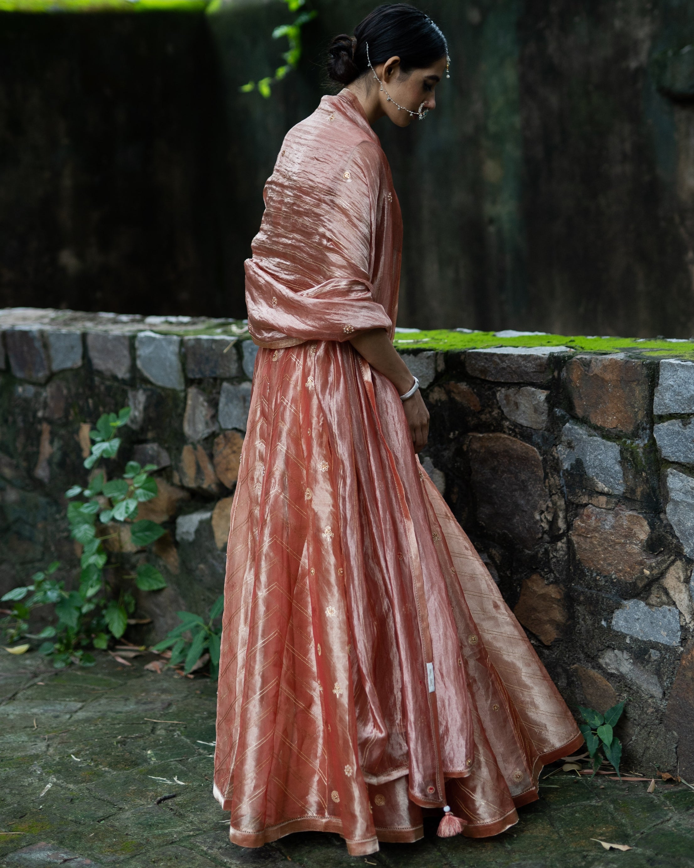 Blush Pink Hand Embroidered Kalli Lehenga Set