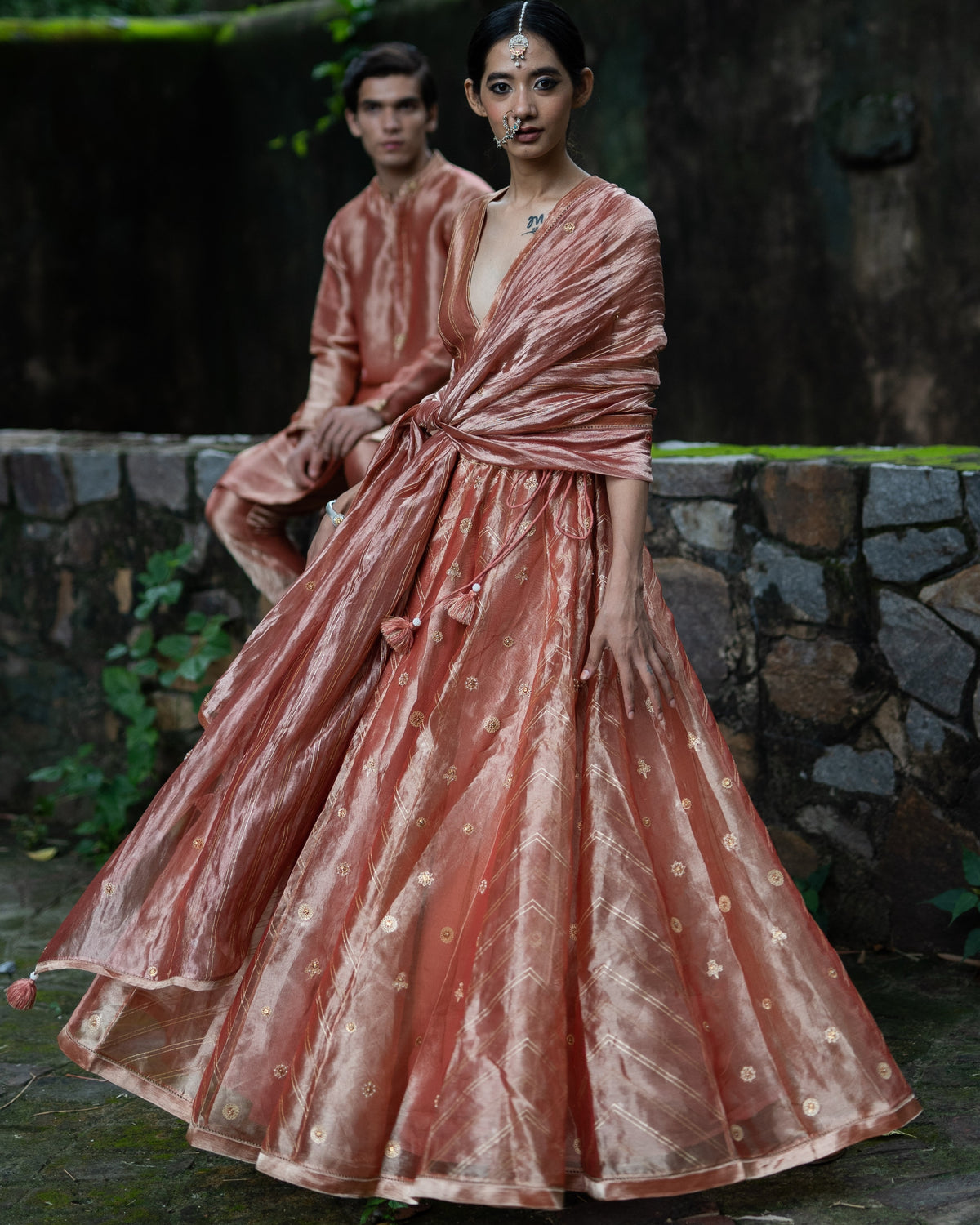 Blush Pink Hand Embroidered Kalli Lehenga Set