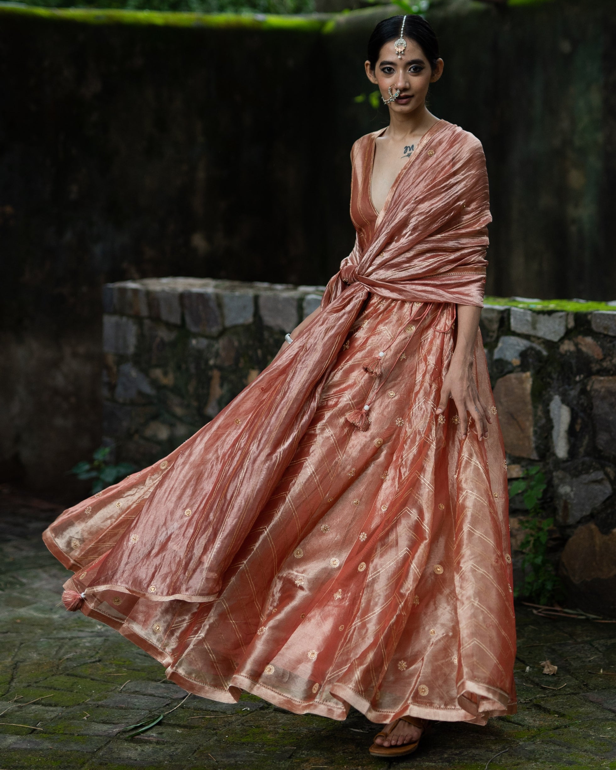 Blush Pink Hand Embroidered Kalli Lehenga Set