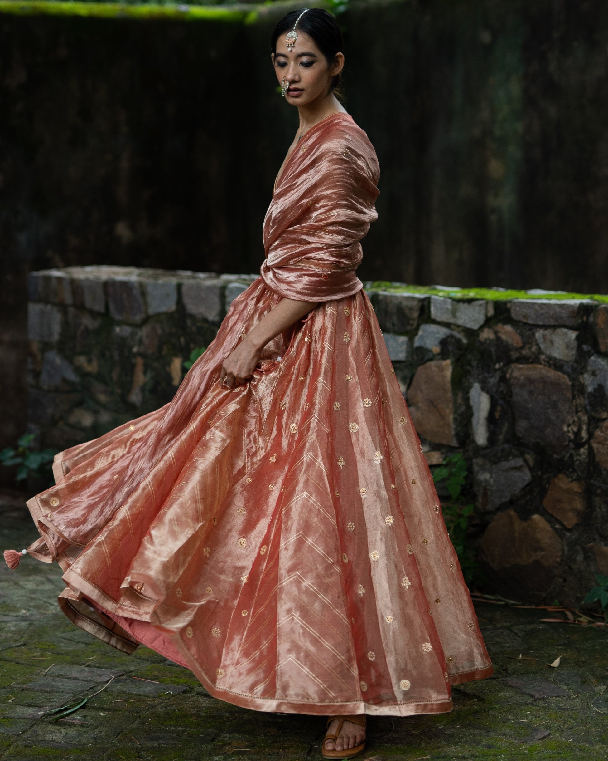 Blush Pink Hand Embroidered Kalli Lehenga Set