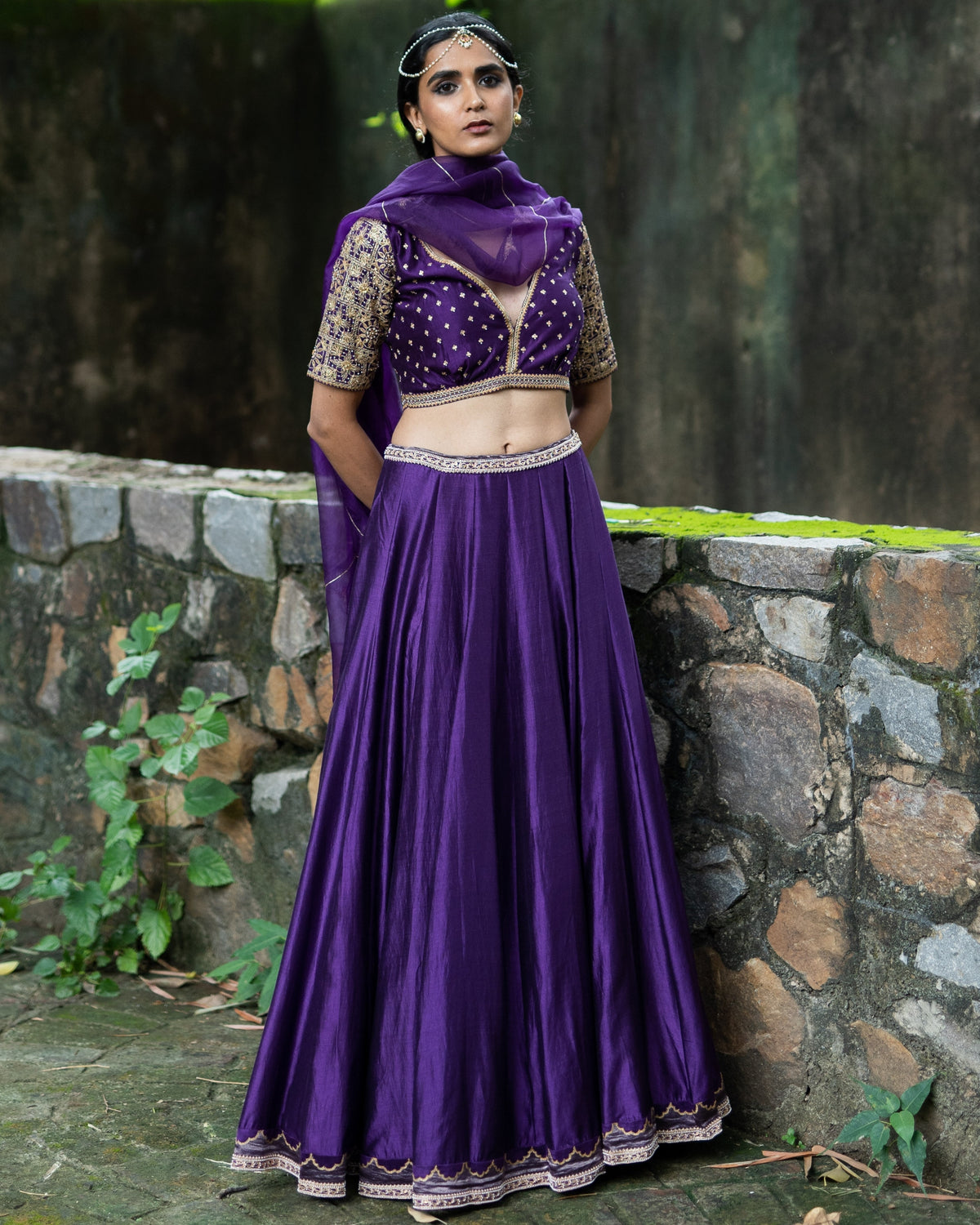 Violet Hand Embroidered Kalli Lehenga Set