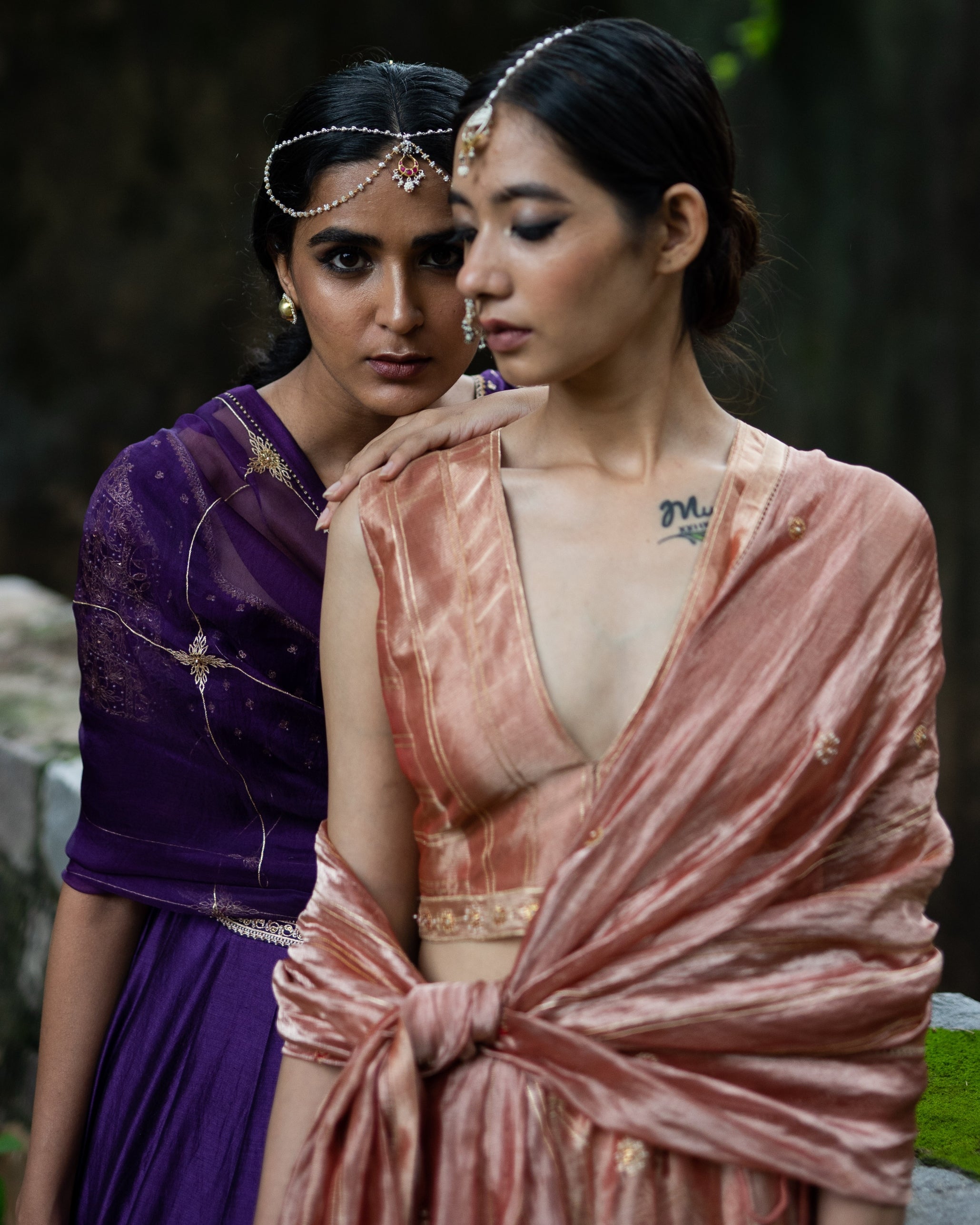 Violet Hand Embroidered Kalli Lehenga Set