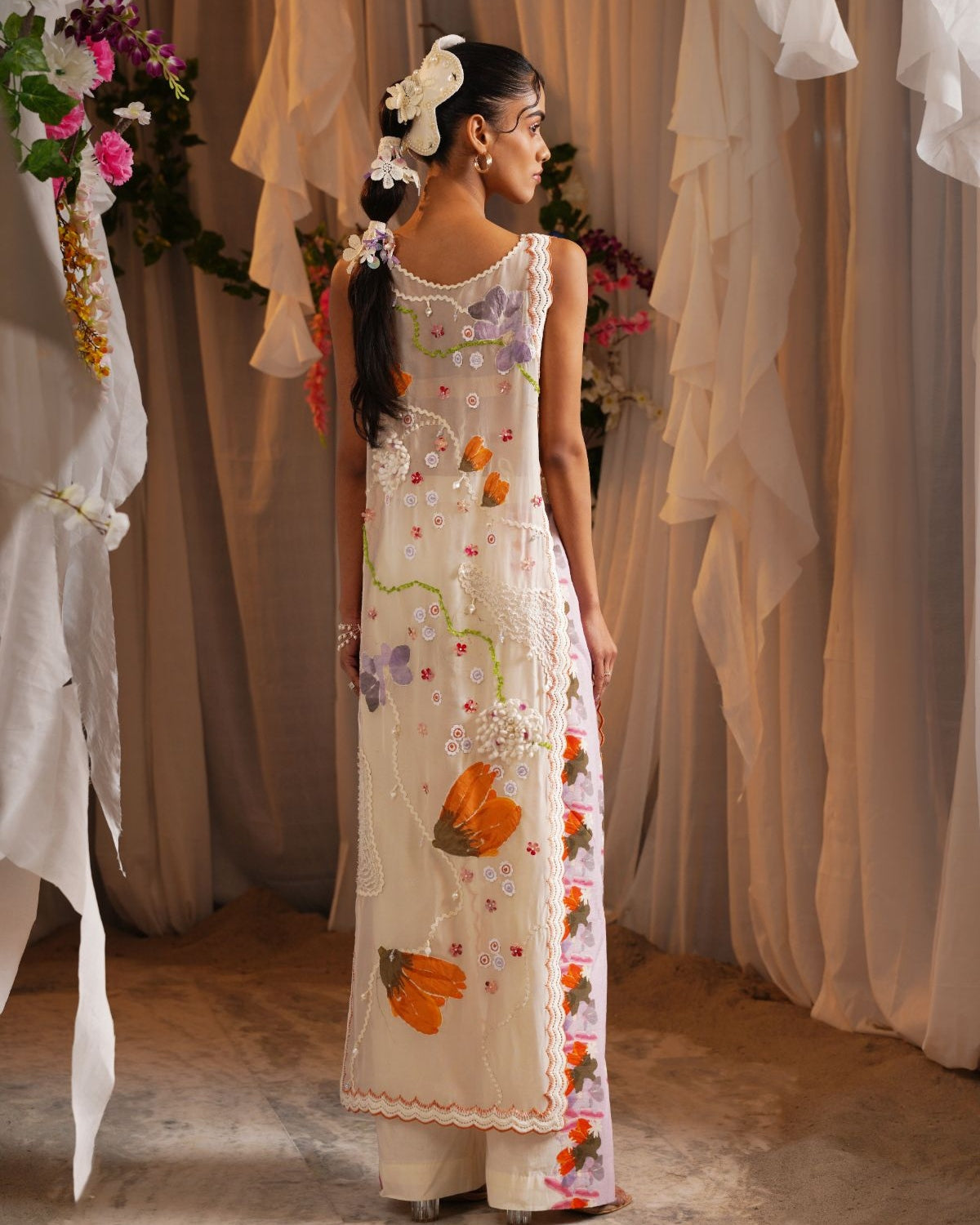 Patchwork Straight Kurta With Patchwork Pants