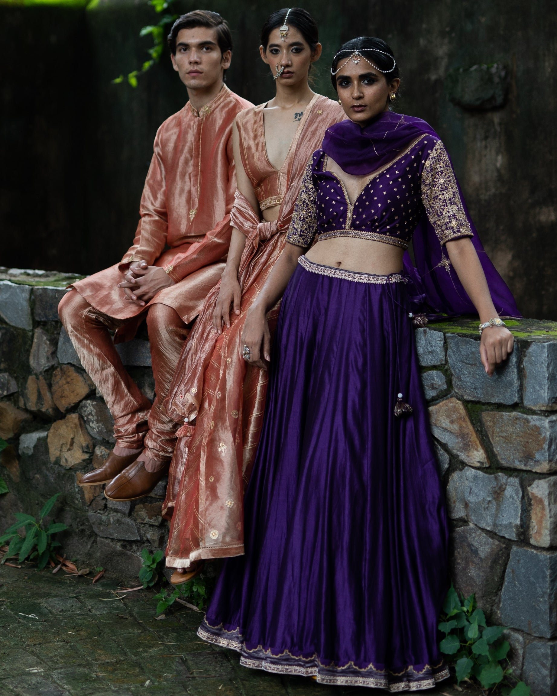 Violet Hand Embroidered Kalli Lehenga Set