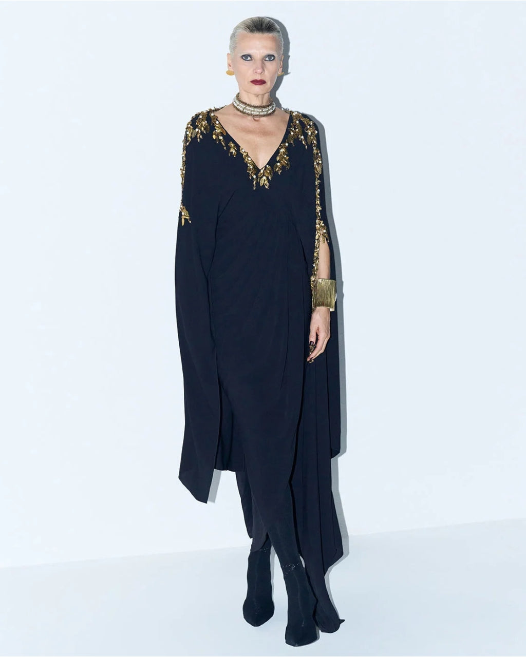 Merlot Black Silk Drape Dress