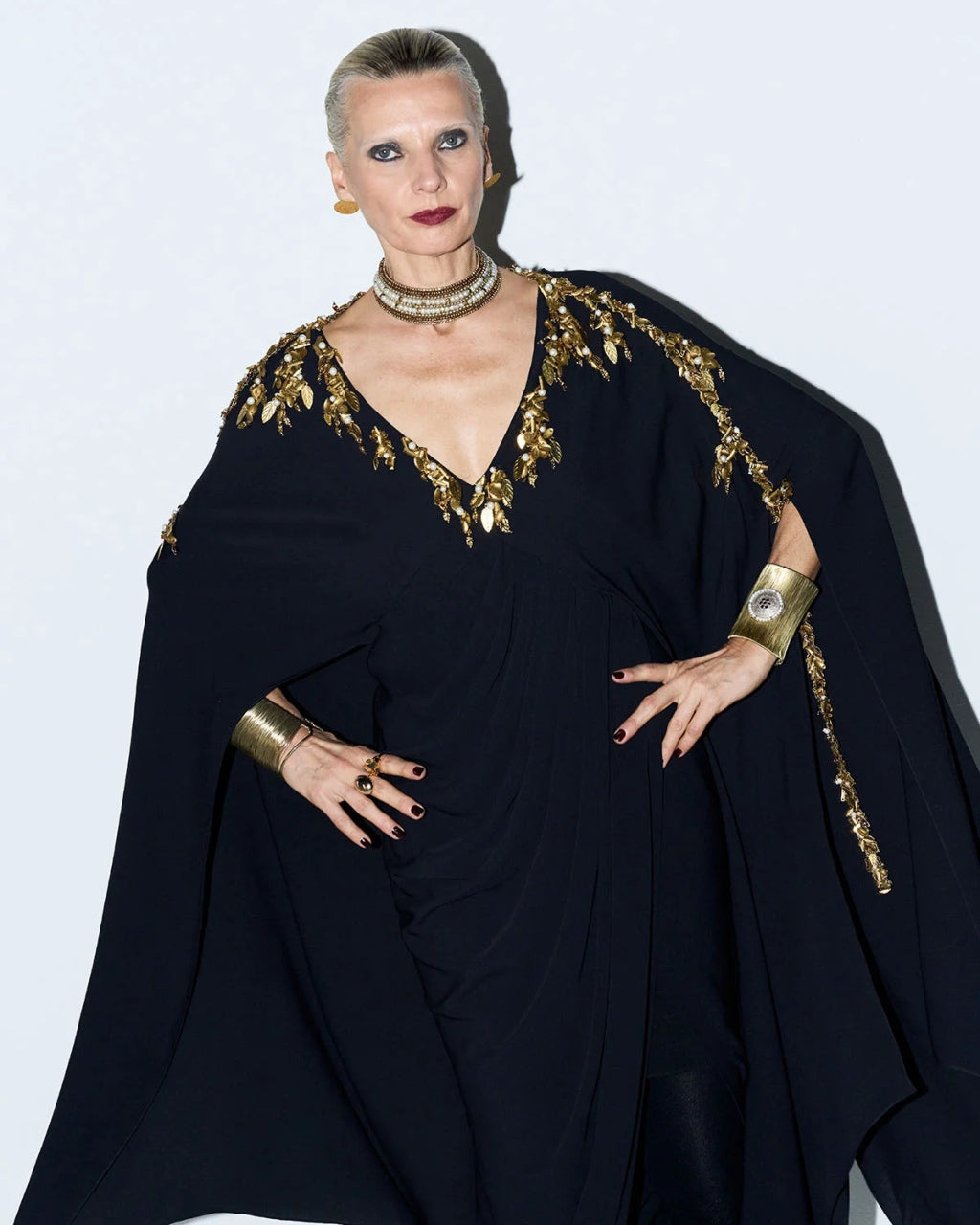 Merlot Black Silk Drape Dress