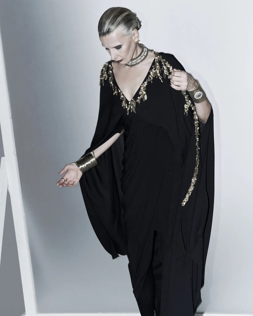 Merlot Black Silk Drape Dress