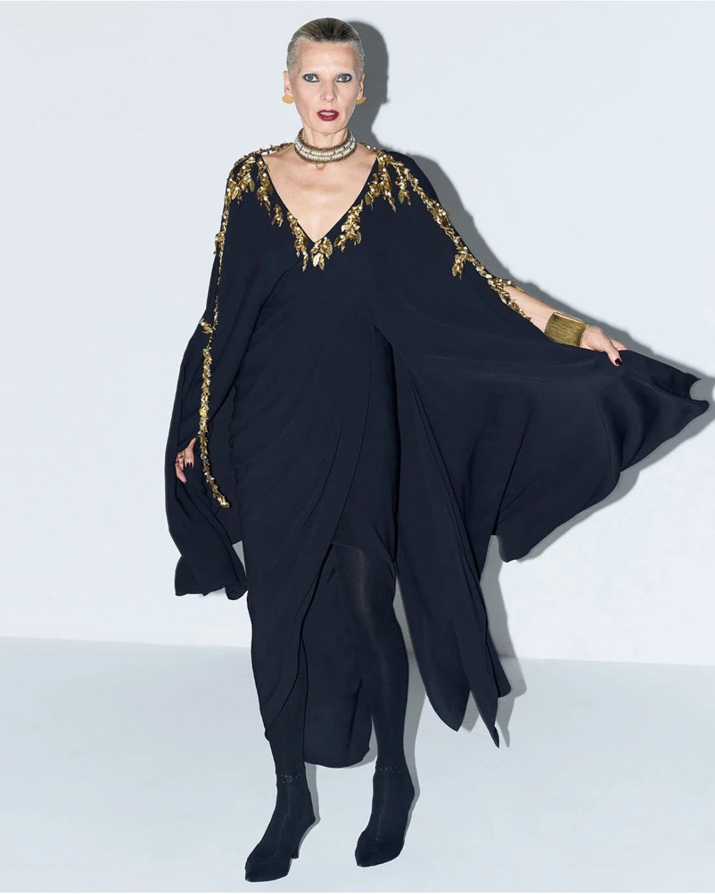 Merlot Black Silk Drape Dress
