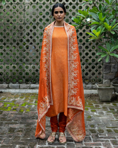 Rust Orange Straight Kurta Set