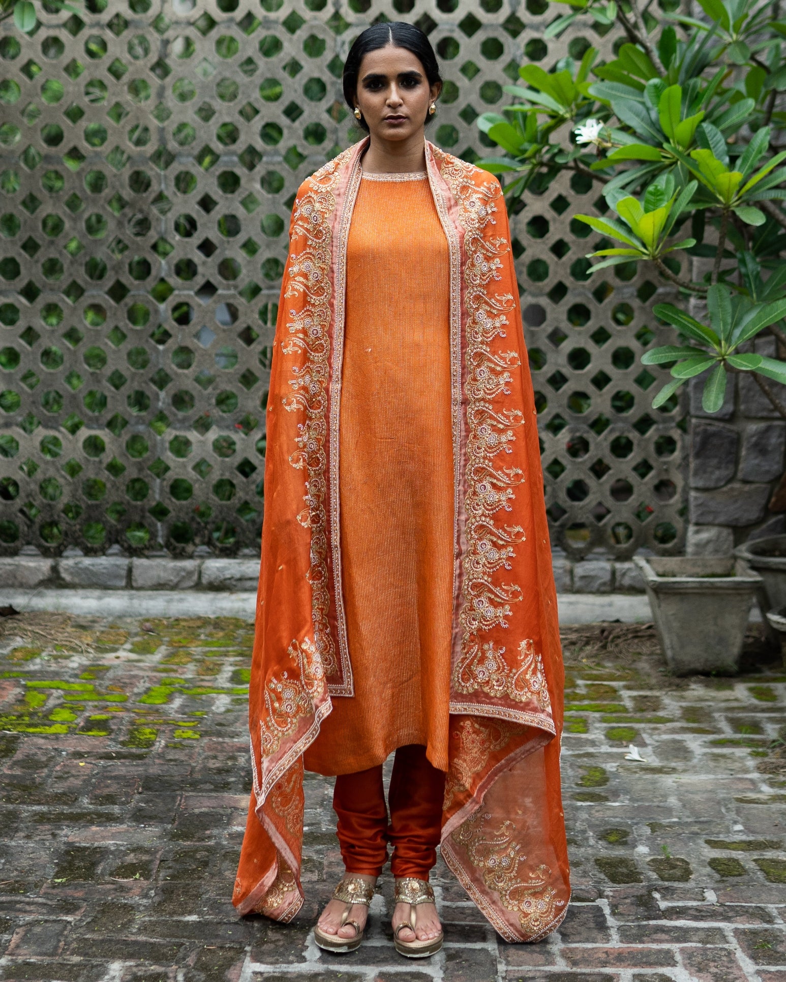 Rust Orange Straight Kurta Set