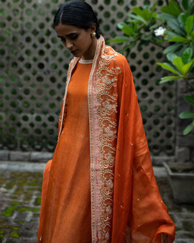 Rust Orange Straight Kurta Set