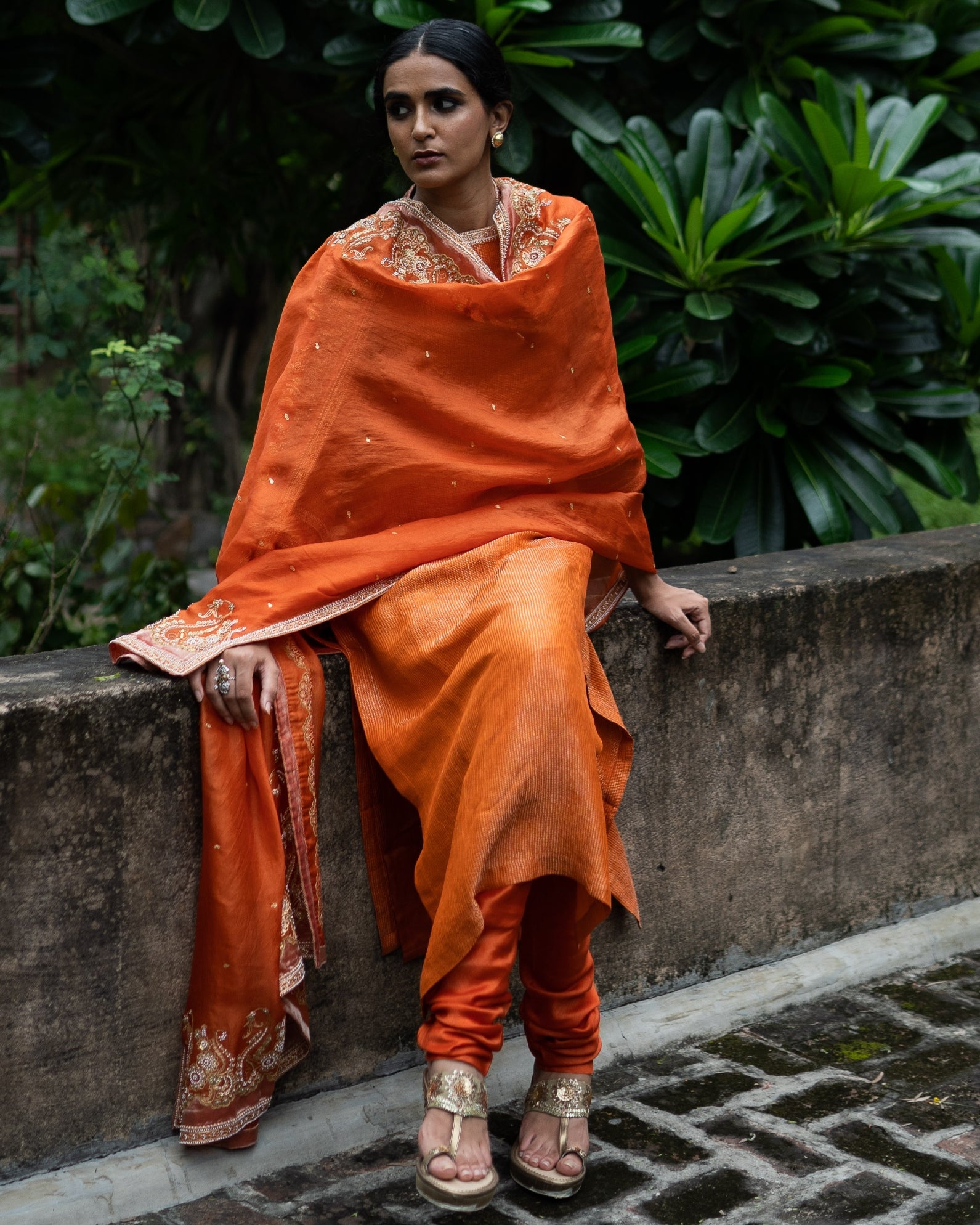 Rust Orange Straight Kurta Set