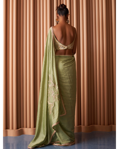 Sheen Green Sari Set