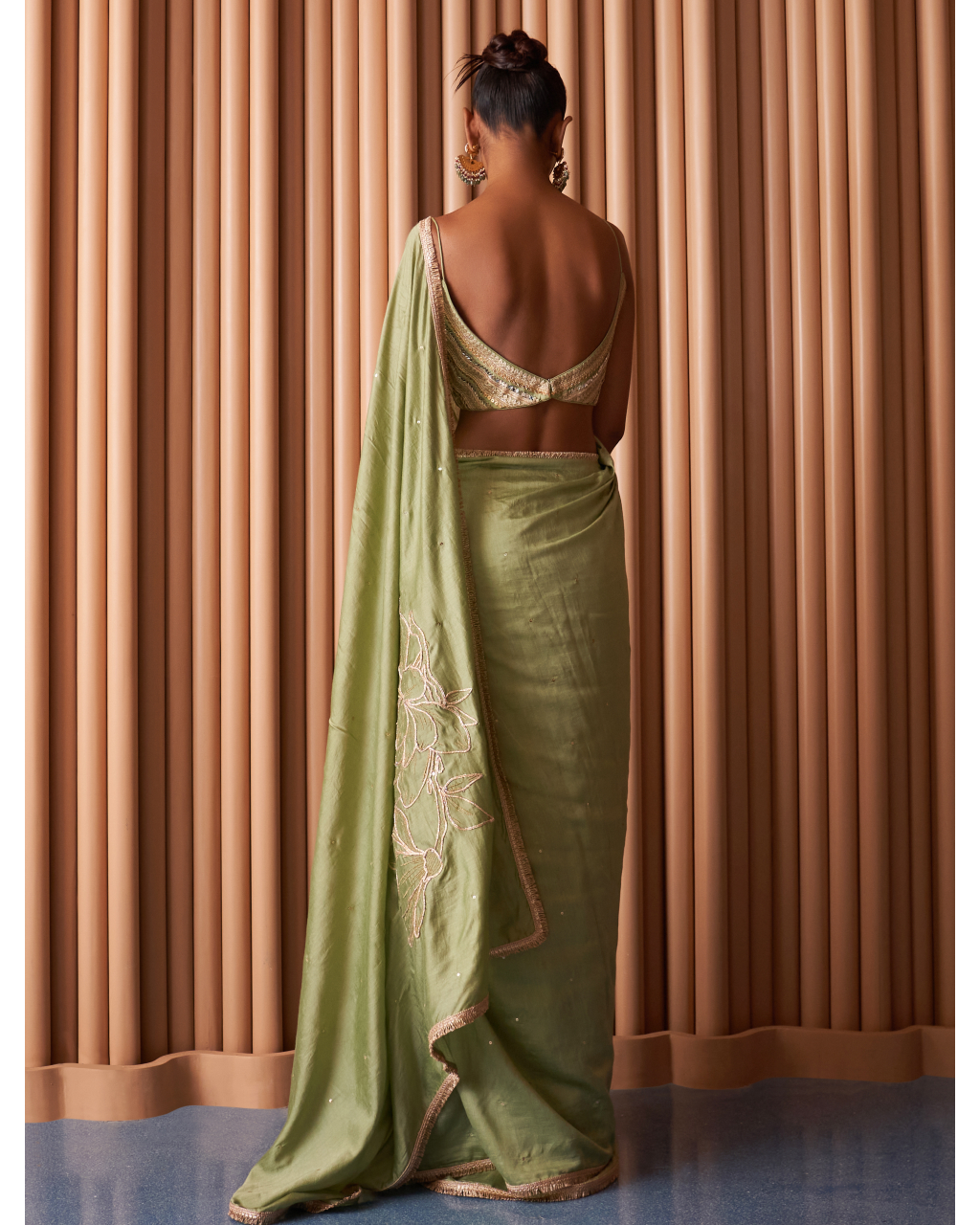 Sheen Green Sari Set