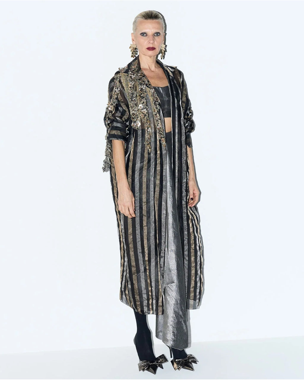 Moulin Gold Silver Brocade Skirt Set