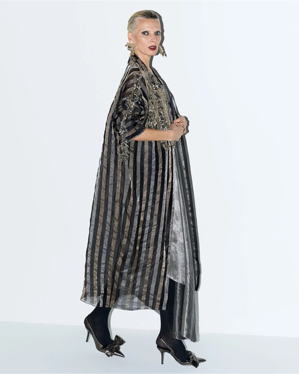 Moulin Gold Silver Brocade Skirt Set