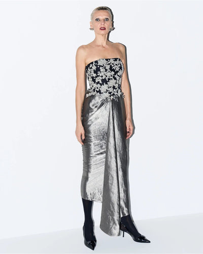 Andres Silver Black Corset Skirt Set
