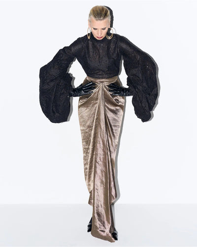Colette Gold Black Lace Skirt Set