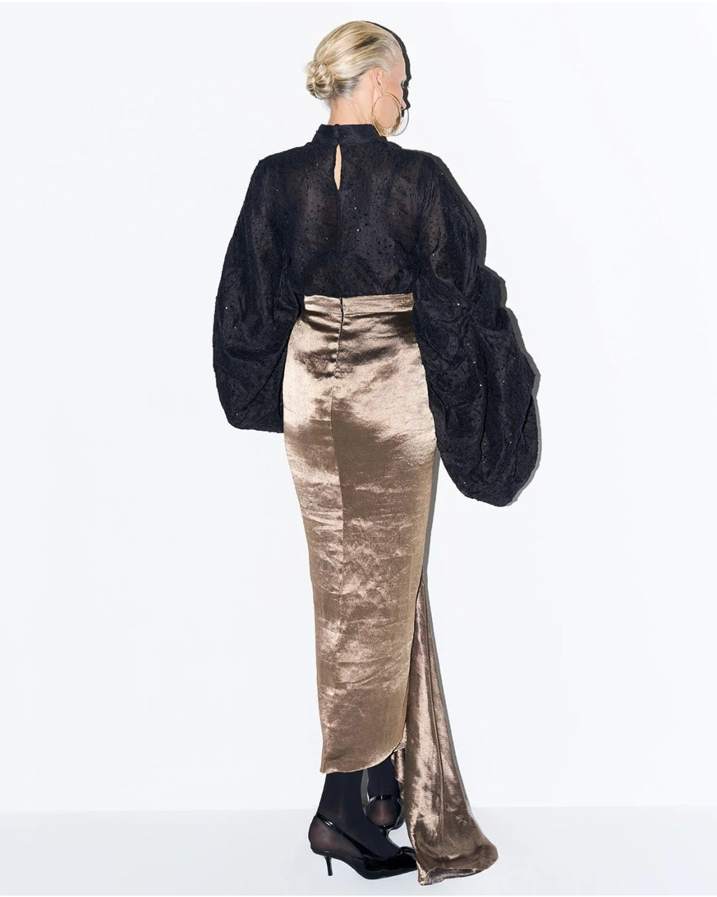 Colette Gold Black Lace Skirt Set
