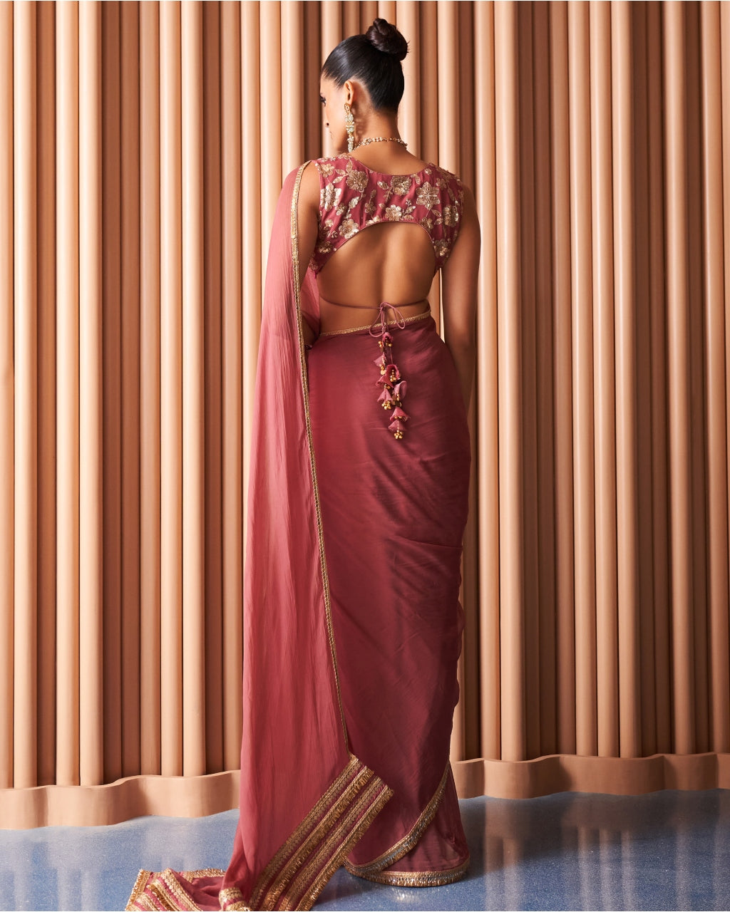 Rust Clarie 6 Yards Sari Set