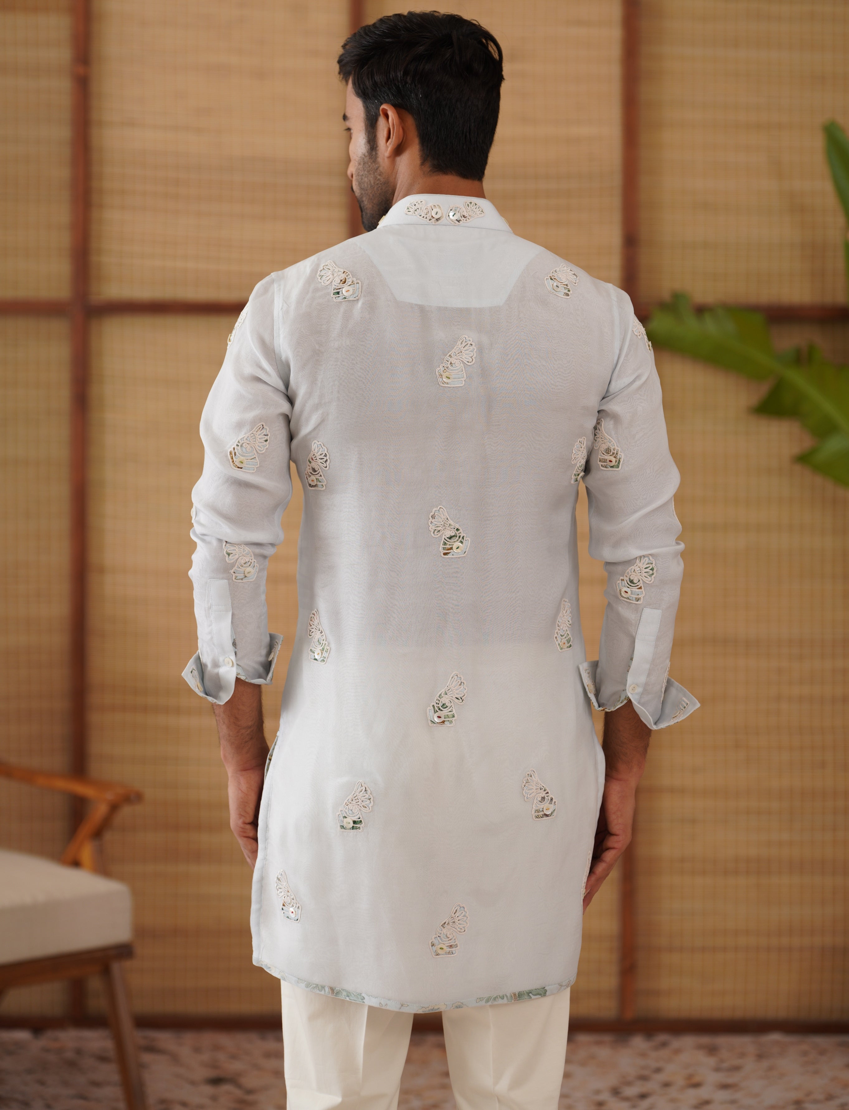 Gramophone Powder Blue Big Flower Kurta Set