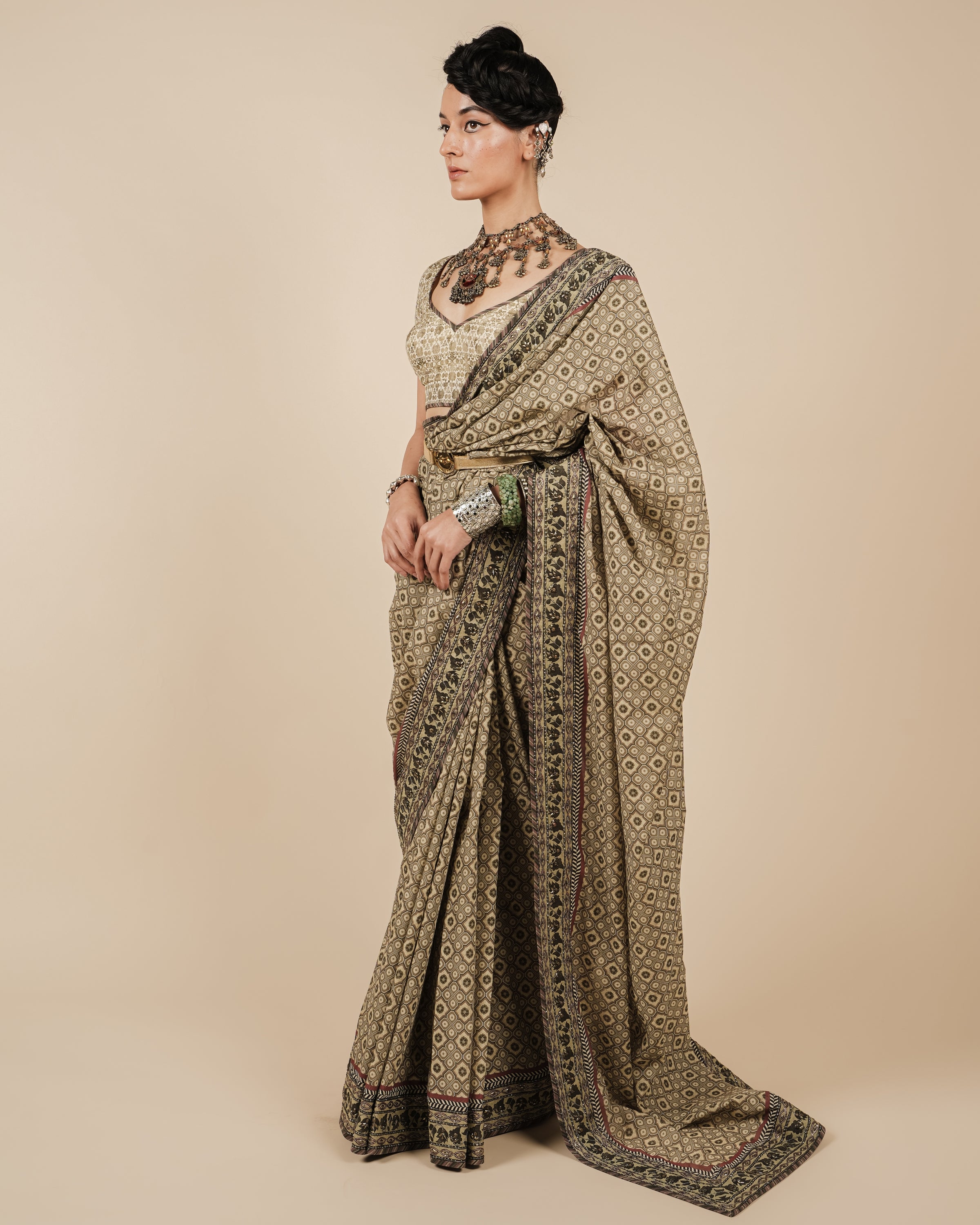 Warm Beige Sari Set