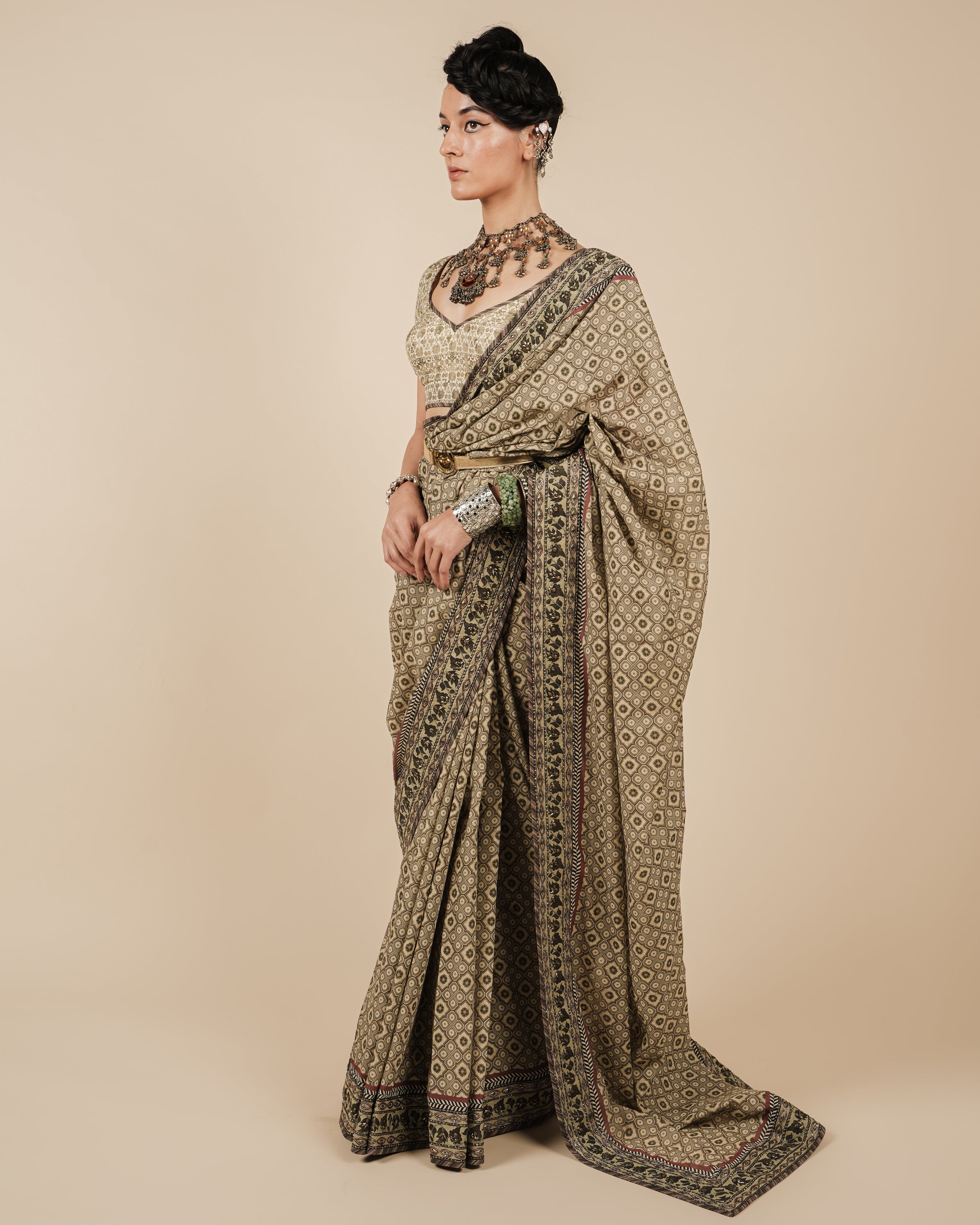 Warm Beige Sari Set
