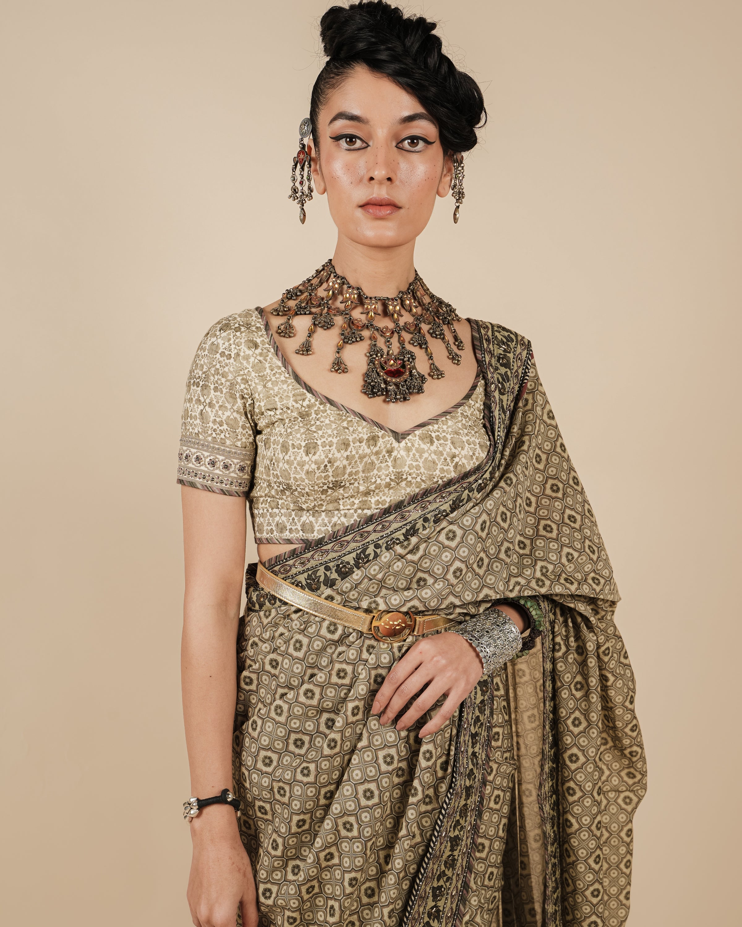 Warm Beige Sari Set
