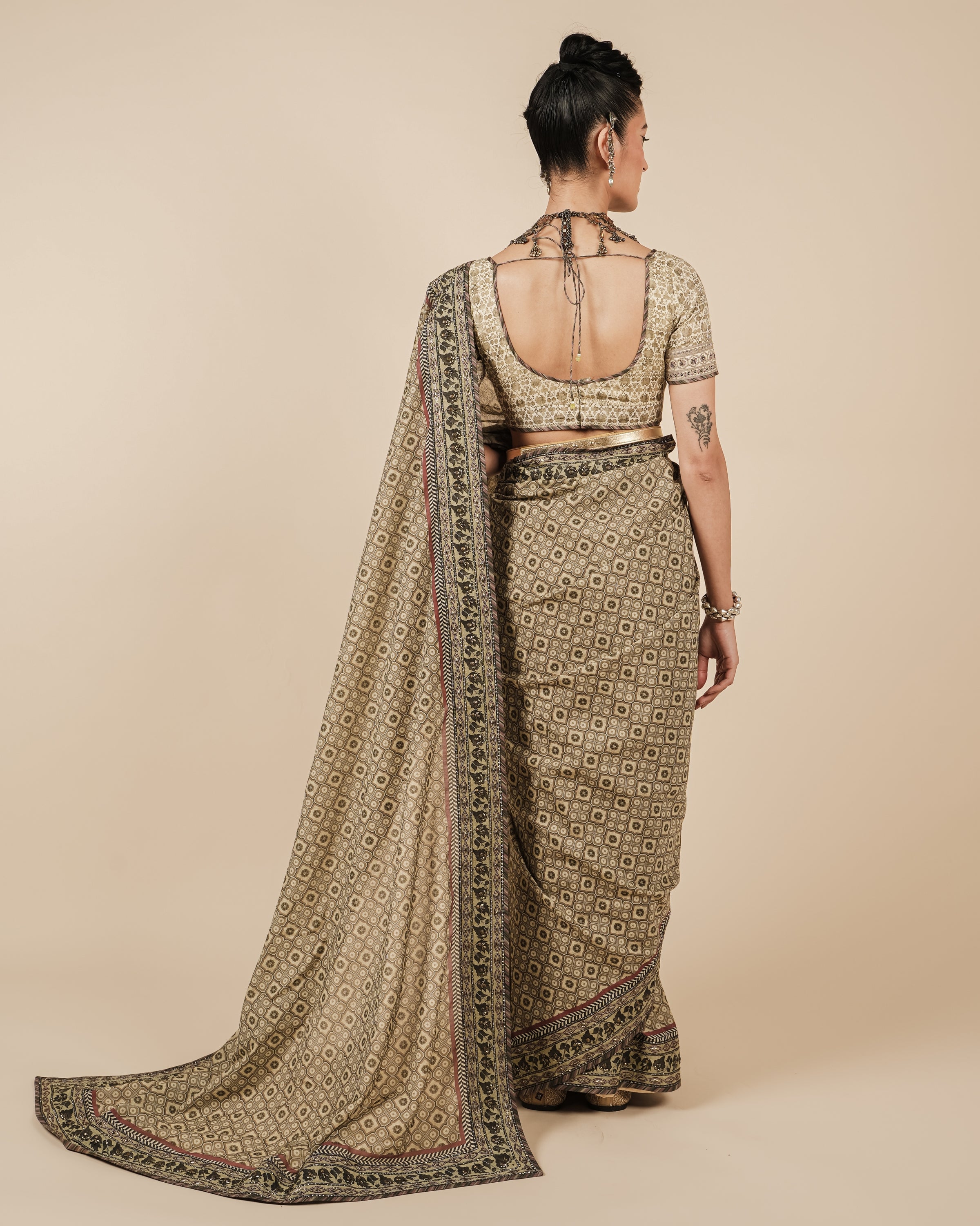 Warm Beige Sari Set